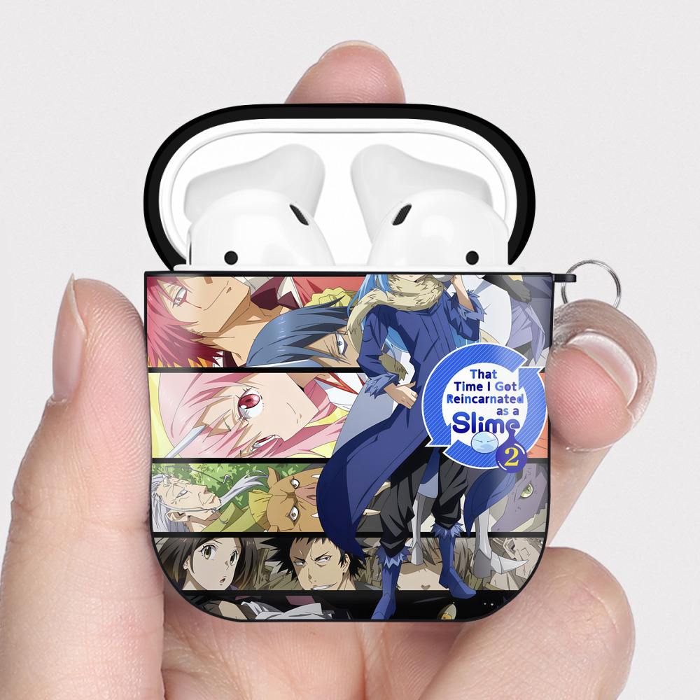 （画像用） 転スラ Regarding Reincarnated to Slime AirPods 第2世代保護ケース ハードシェル ブラック 耐衝撃・防指紋・カラビナ付き