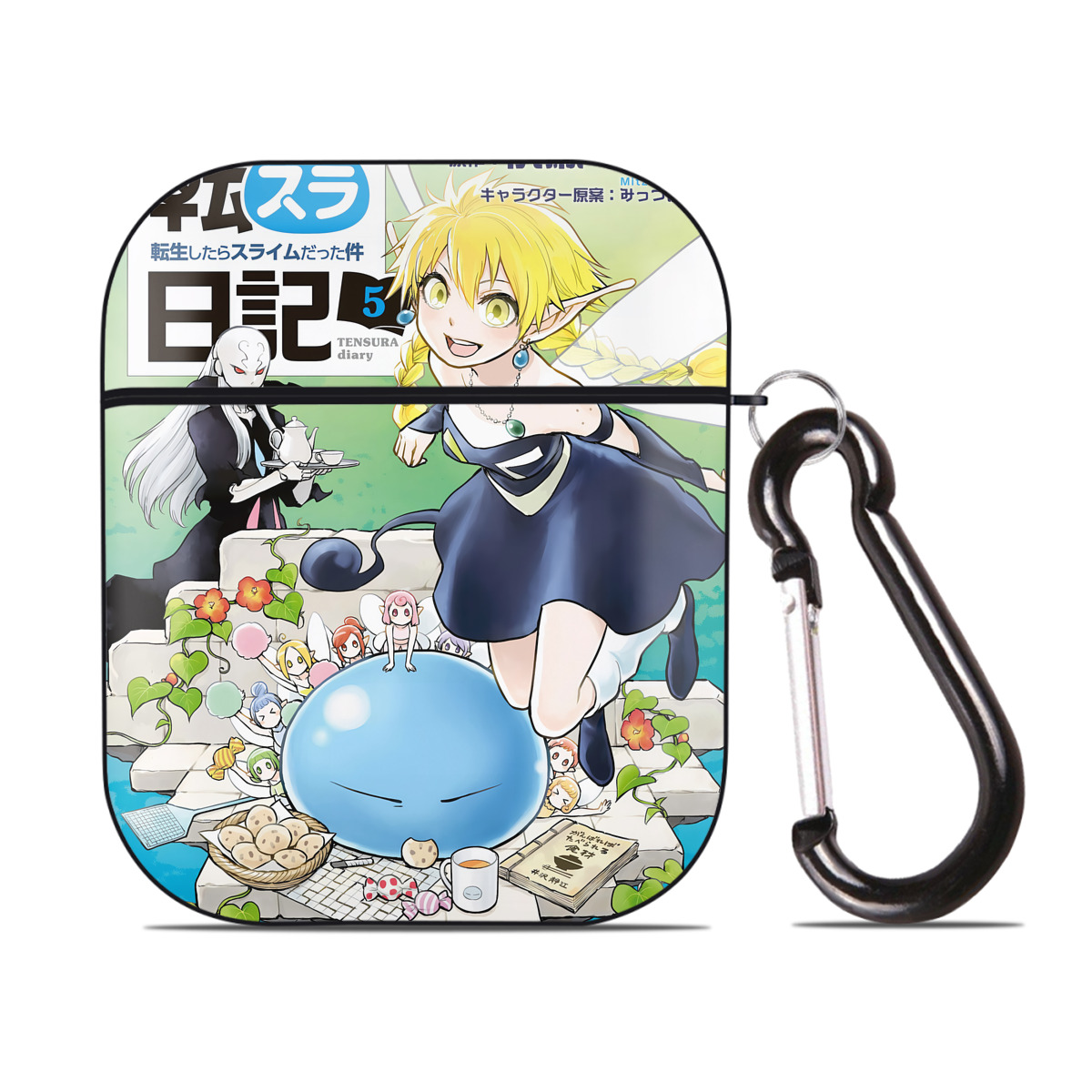 （画像用） 転スラ Regarding Reincarnated to Slime AirPods 第2世代保護ケース ハードシェル ブラック 耐衝撃・防指紋・カラビナ付き