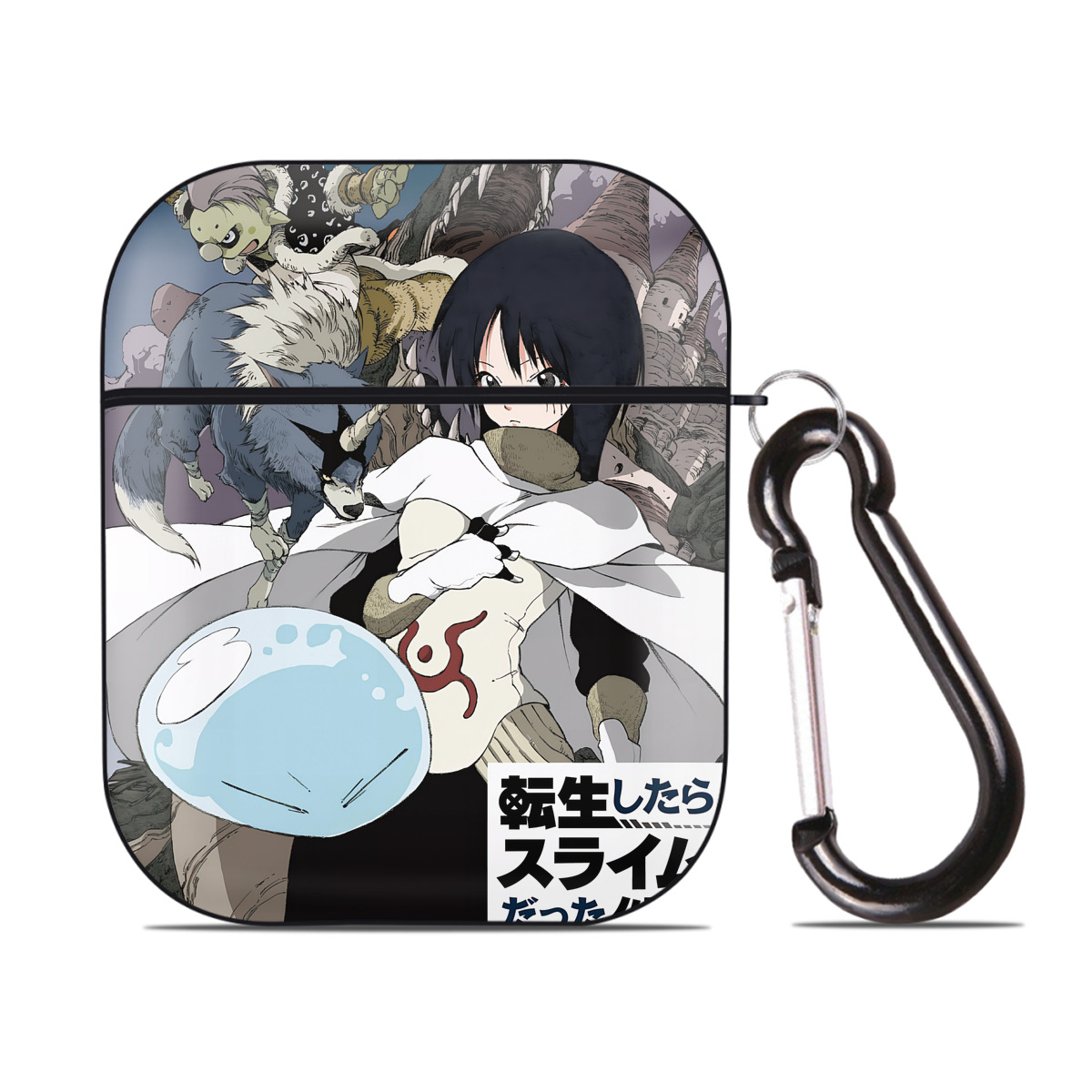 （画像用） 転スラ Regarding Reincarnated to Slime AirPods 第2世代保護ケース ハードシェル ブラック 耐衝撃・防指紋・カラビナ付き