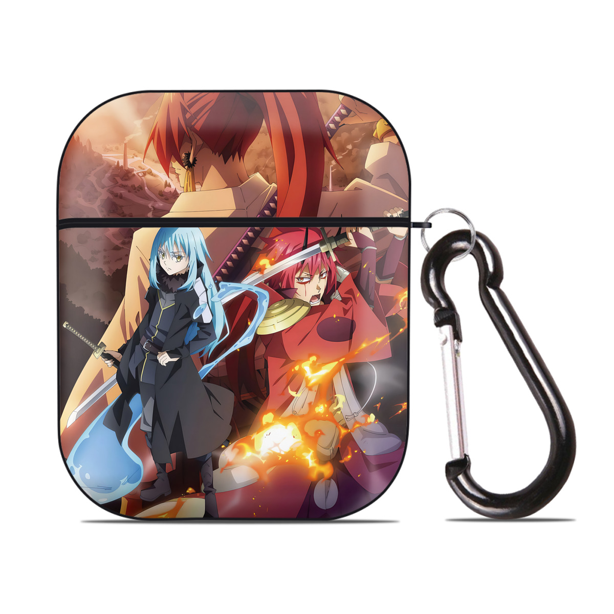 （画像用） 転スラ Regarding Reincarnated to Slime AirPods 第2世代保護ケース ハードシェル ブラック 耐衝撃・防指紋・カラビナ付き