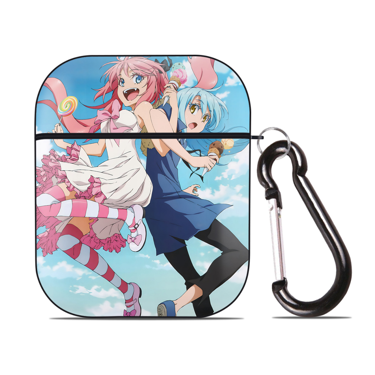 （画像用） 転スラ Regarding Reincarnated to Slime AirPods 第2世代保護ケース ハードシェル ブラック 耐衝撃・防指紋・カラビナ付き