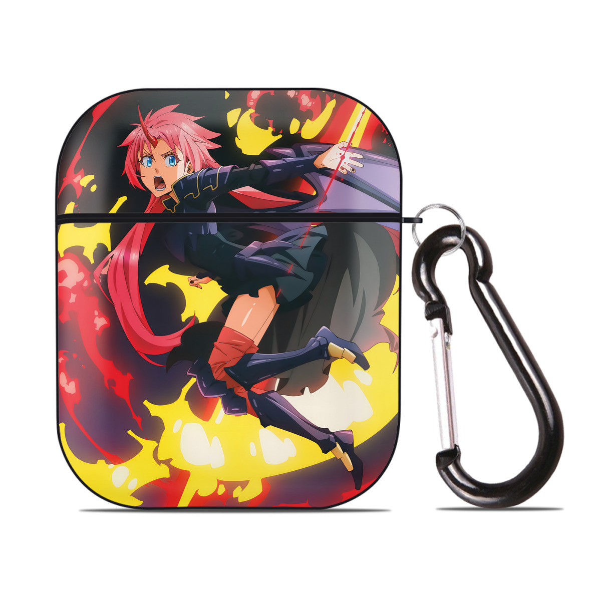 （画像用） 転スラ Regarding Reincarnated to Slime AirPods 第2世代保護ケース ハードシェル ブラック 耐衝撃・防指紋・カラビナ付き