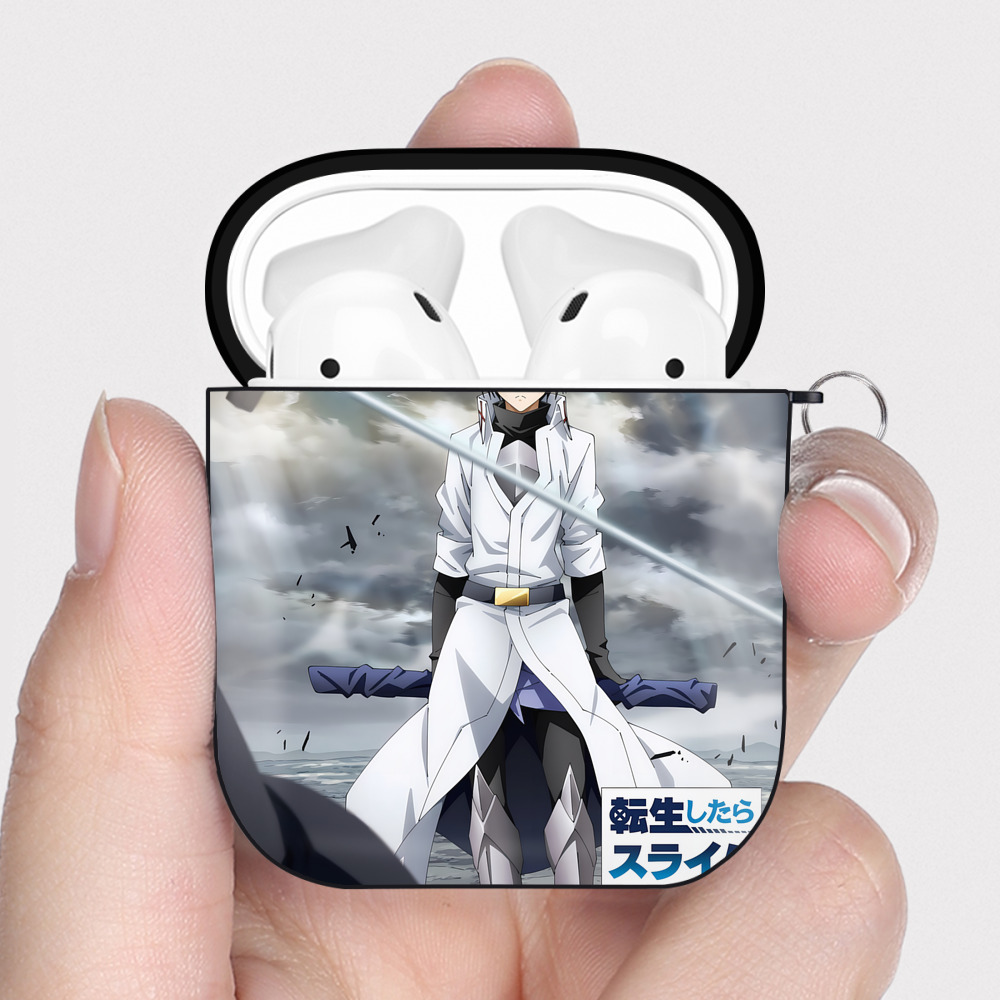 （画像用） 転スラ Regarding Reincarnated to Slime AirPods 第2世代保護ケース ハードシェル ブラック 耐衝撃・防指紋・カラビナ付き