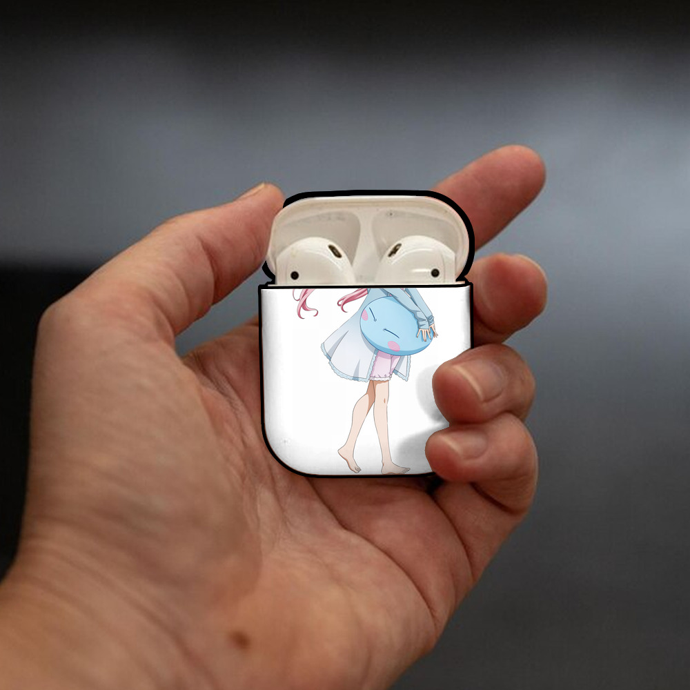 転スラ Regarding Reincarnated to Slime AirPods 第2世代保護ケース ハードシェル ブラック 耐衝撃・防指紋・カラビナ付き
