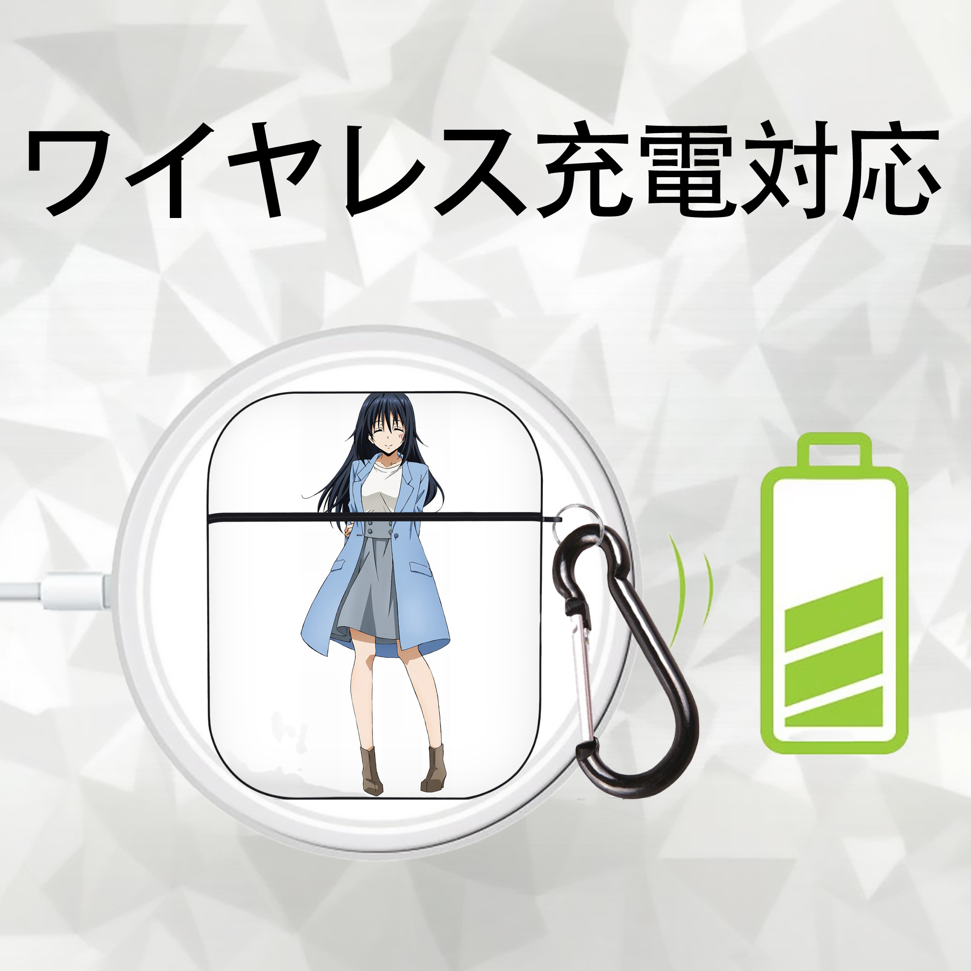 転スラ Regarding Reincarnated to Slime AirPods 第2世代保護ケース ハードシェル ブラック 耐衝撃・防指紋・カラビナ付き