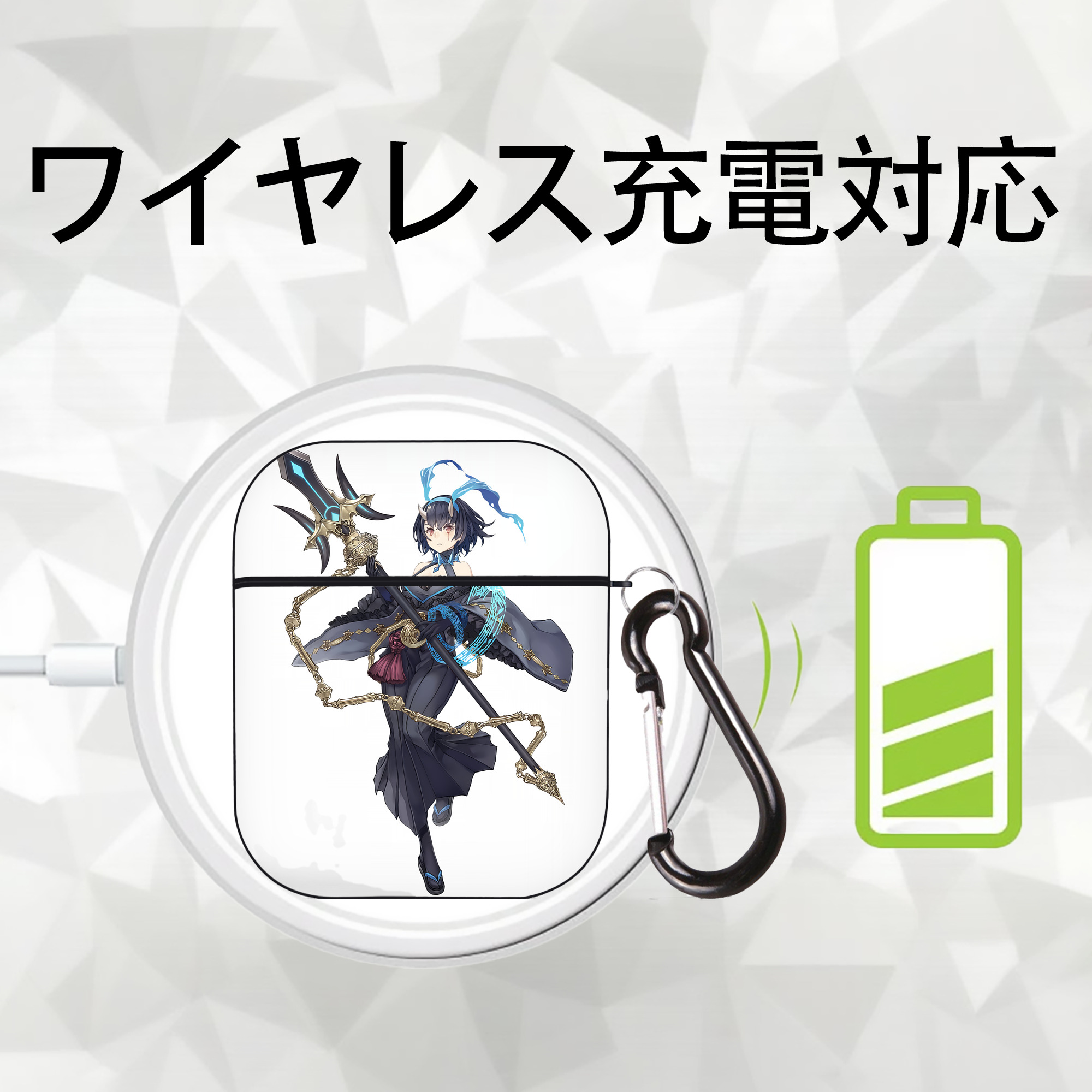 転スラ Regarding Reincarnated to Slime AirPods 第2世代保護ケース ハードシェル ブラック 耐衝撃・防指紋・カラビナ付き