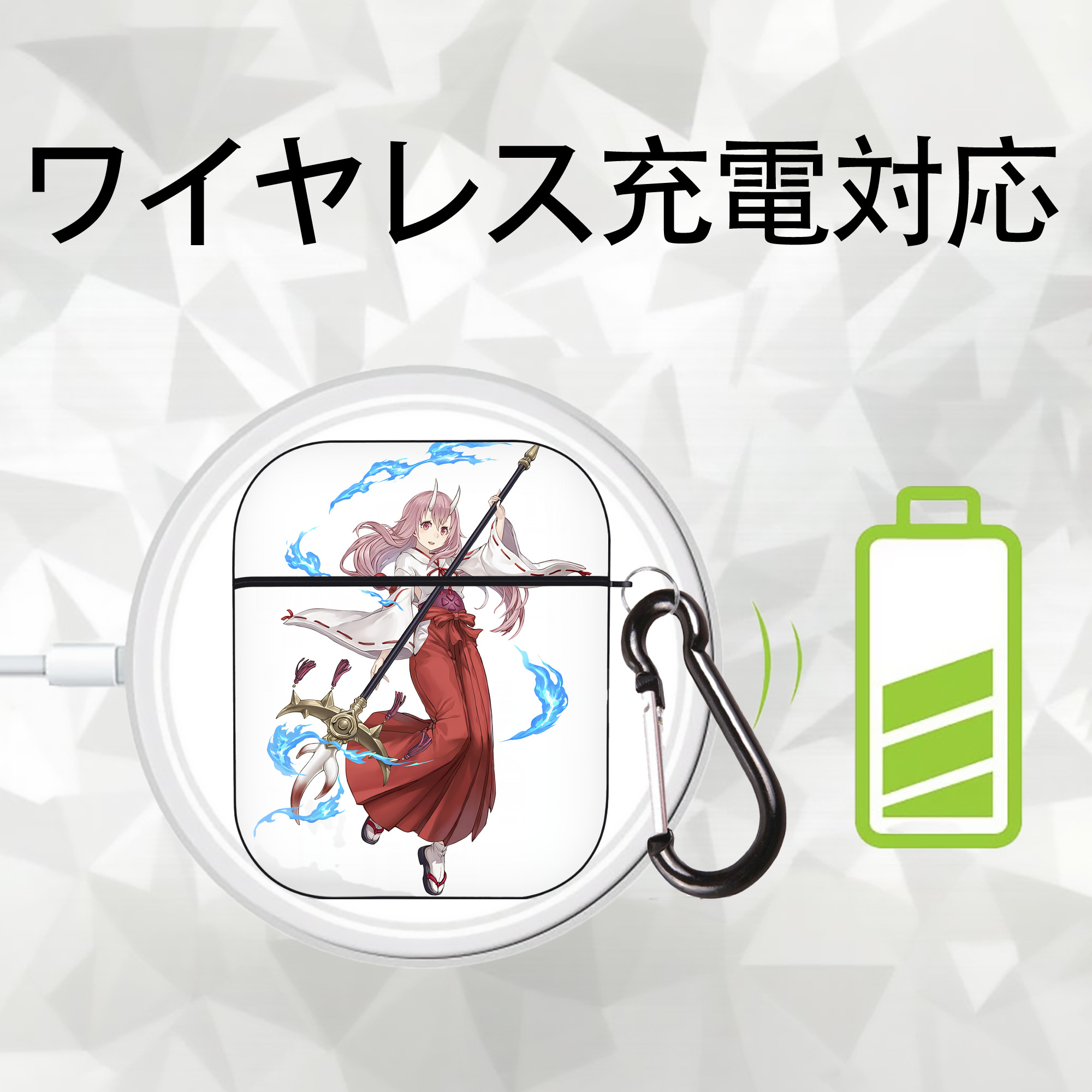 転スラ Regarding Reincarnated to Slime AirPods 第2世代保護ケース ハードシェル ブラック 耐衝撃・防指紋・カラビナ付き