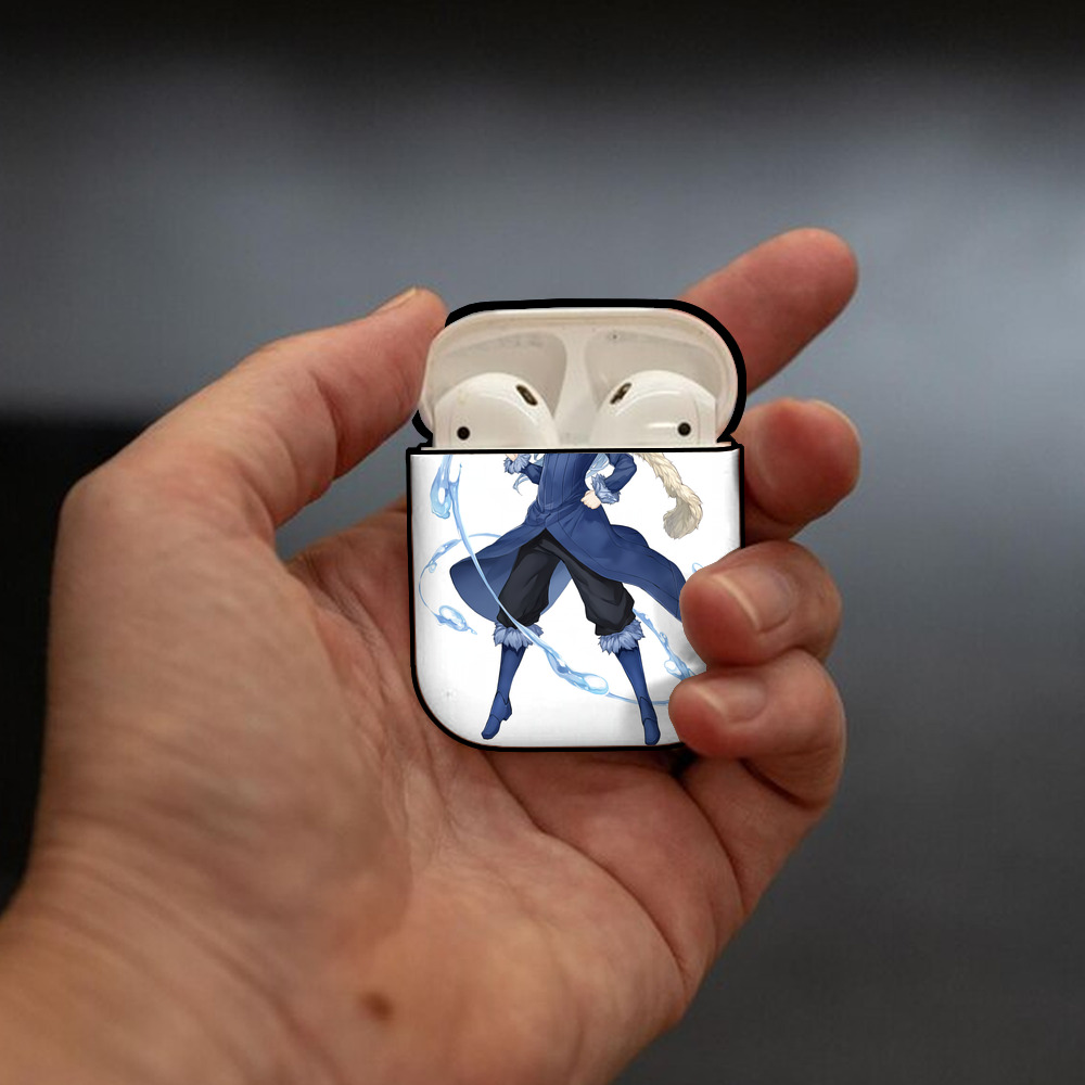 転スラ Regarding Reincarnated to Slime AirPods 第2世代保護ケース ハードシェル ブラック 耐衝撃・防指紋・カラビナ付き