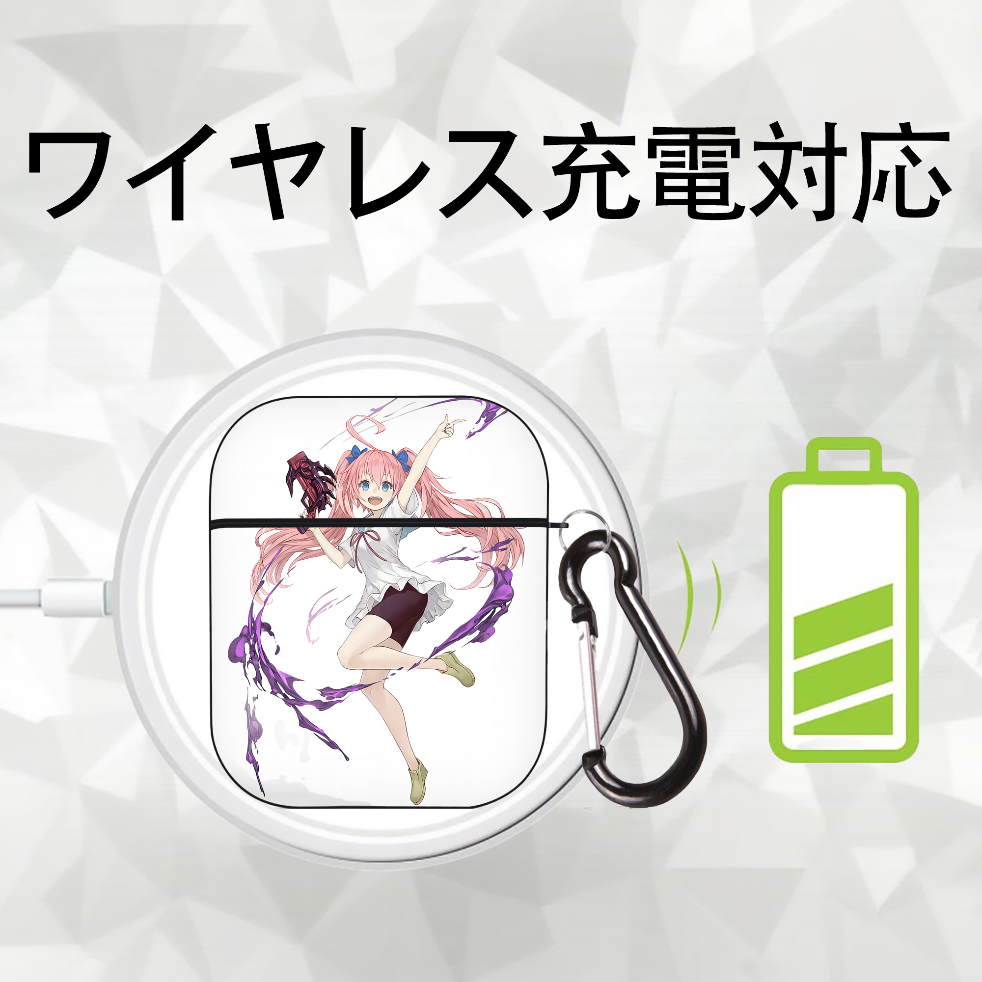 転スラ Regarding Reincarnated to Slime AirPods 第2世代保護ケース ハードシェル ブラック 耐衝撃・防指紋・カラビナ付き