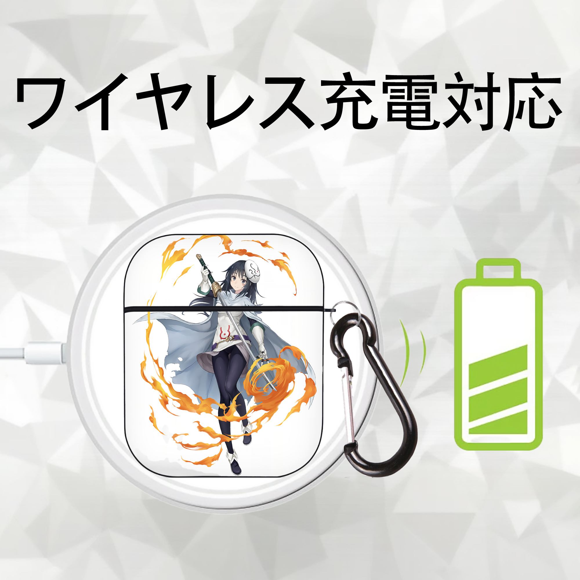 転スラ Regarding Reincarnated to Slime AirPods 第2世代保護ケース ハードシェル ブラック 耐衝撃・防指紋・カラビナ付き