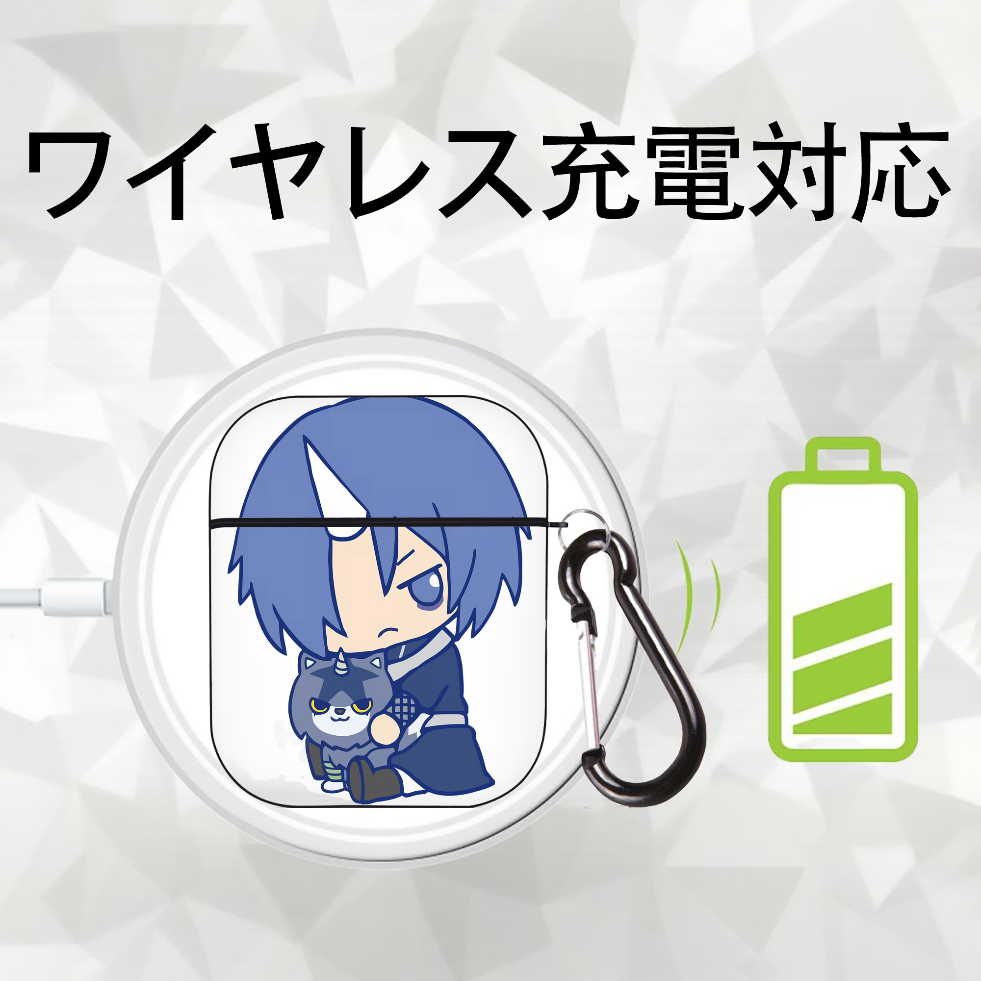 転スラ Regarding Reincarnated to Slime AirPods 第2世代保護ケース ハードシェル ブラック 耐衝撃・防指紋・カラビナ付き