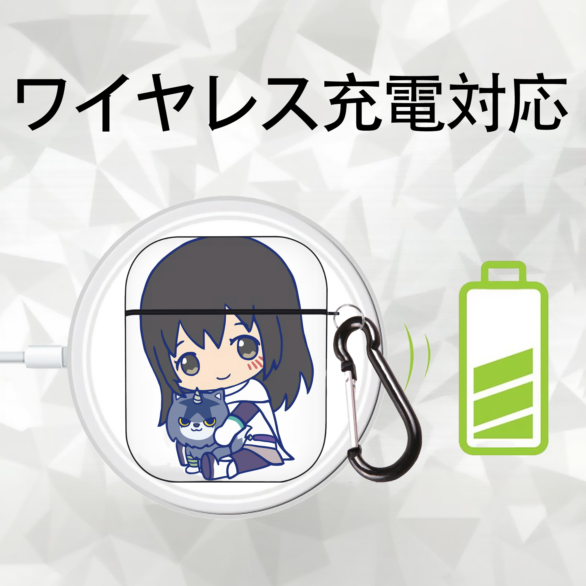 転スラ Regarding Reincarnated to Slime AirPods 第2世代保護ケース ハードシェル ブラック 耐衝撃・防指紋・カラビナ付き