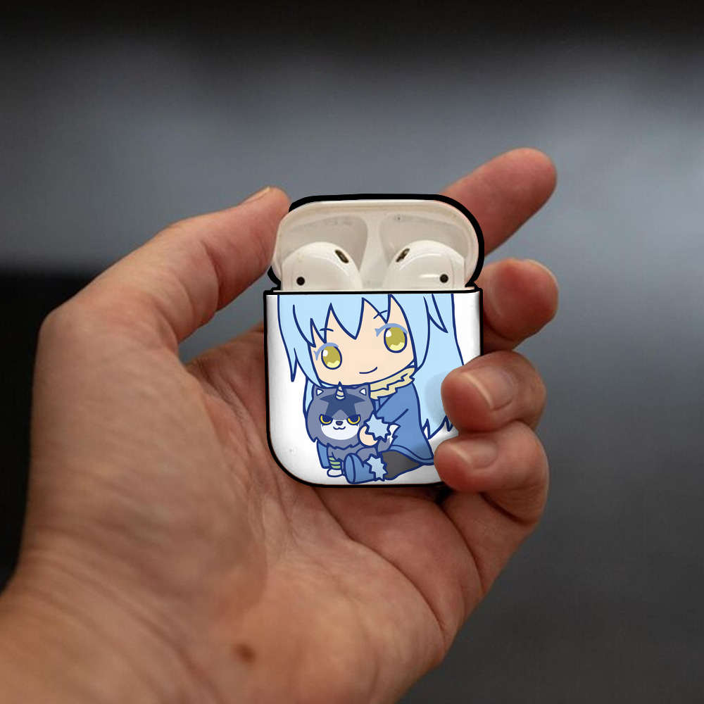 転スラ Regarding Reincarnated to Slime AirPods 第2世代保護ケース ハードシェル ブラック 耐衝撃・防指紋・カラビナ付き