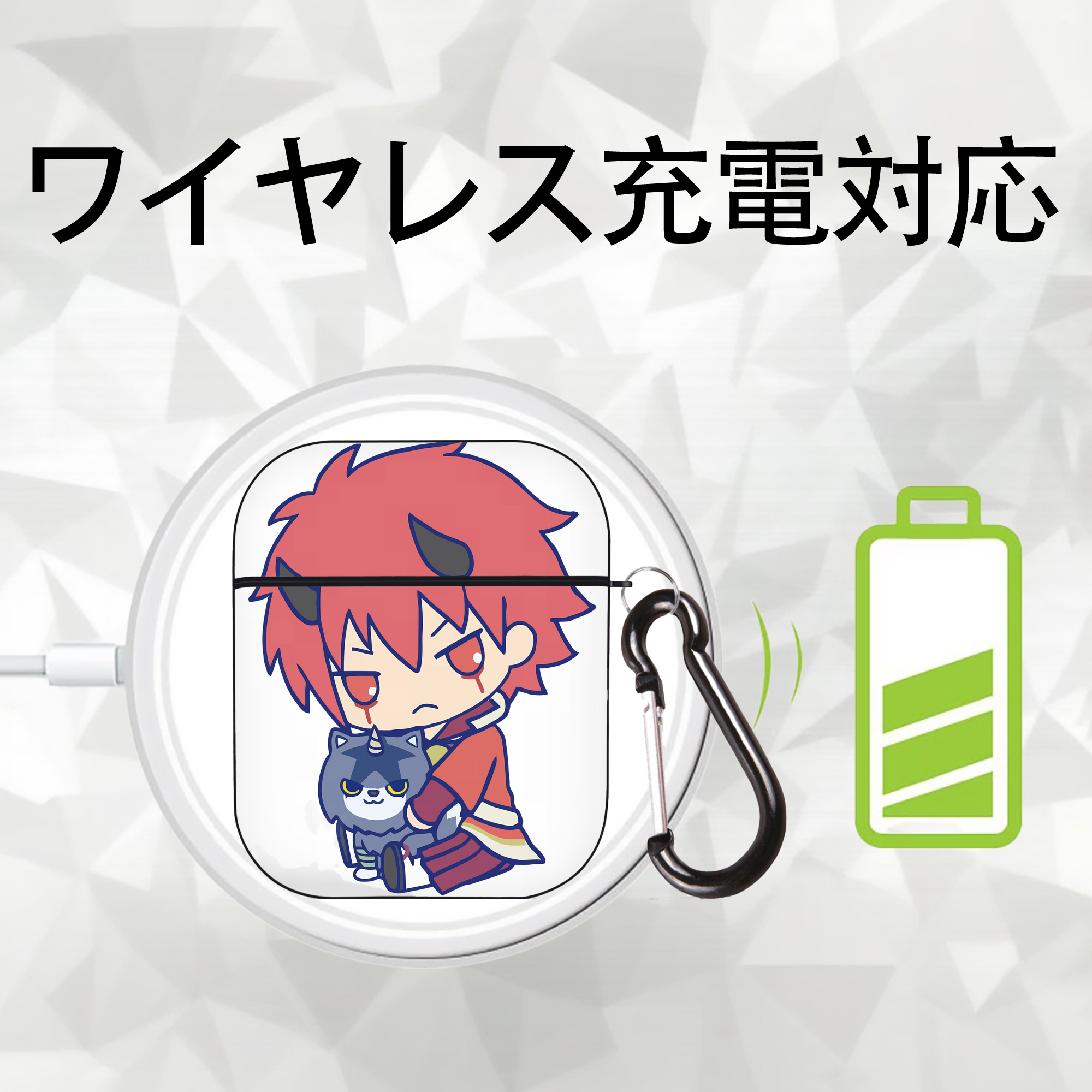 転スラ Regarding Reincarnated to Slime AirPods 第2世代保護ケース ハードシェル ブラック 耐衝撃・防指紋・カラビナ付き