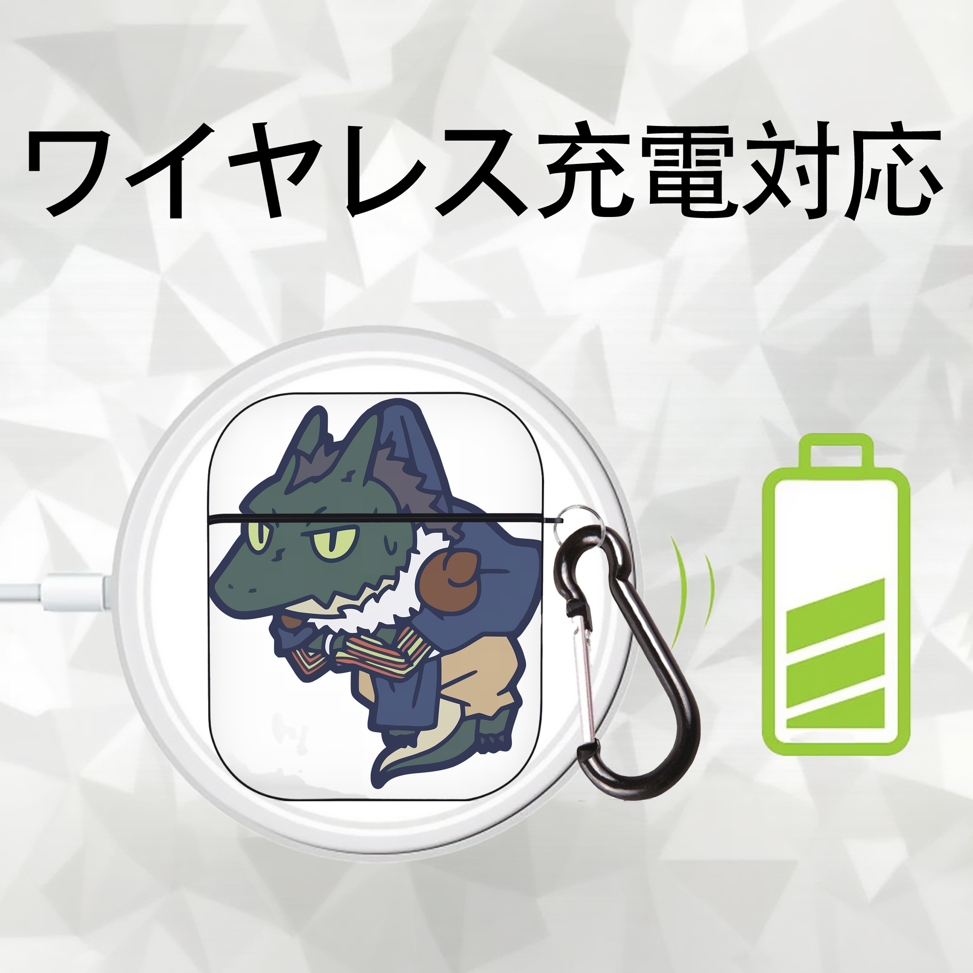 転スラ Regarding Reincarnated to Slime AirPods 第2世代保護ケース ハードシェル ブラック 耐衝撃・防指紋・カラビナ付き