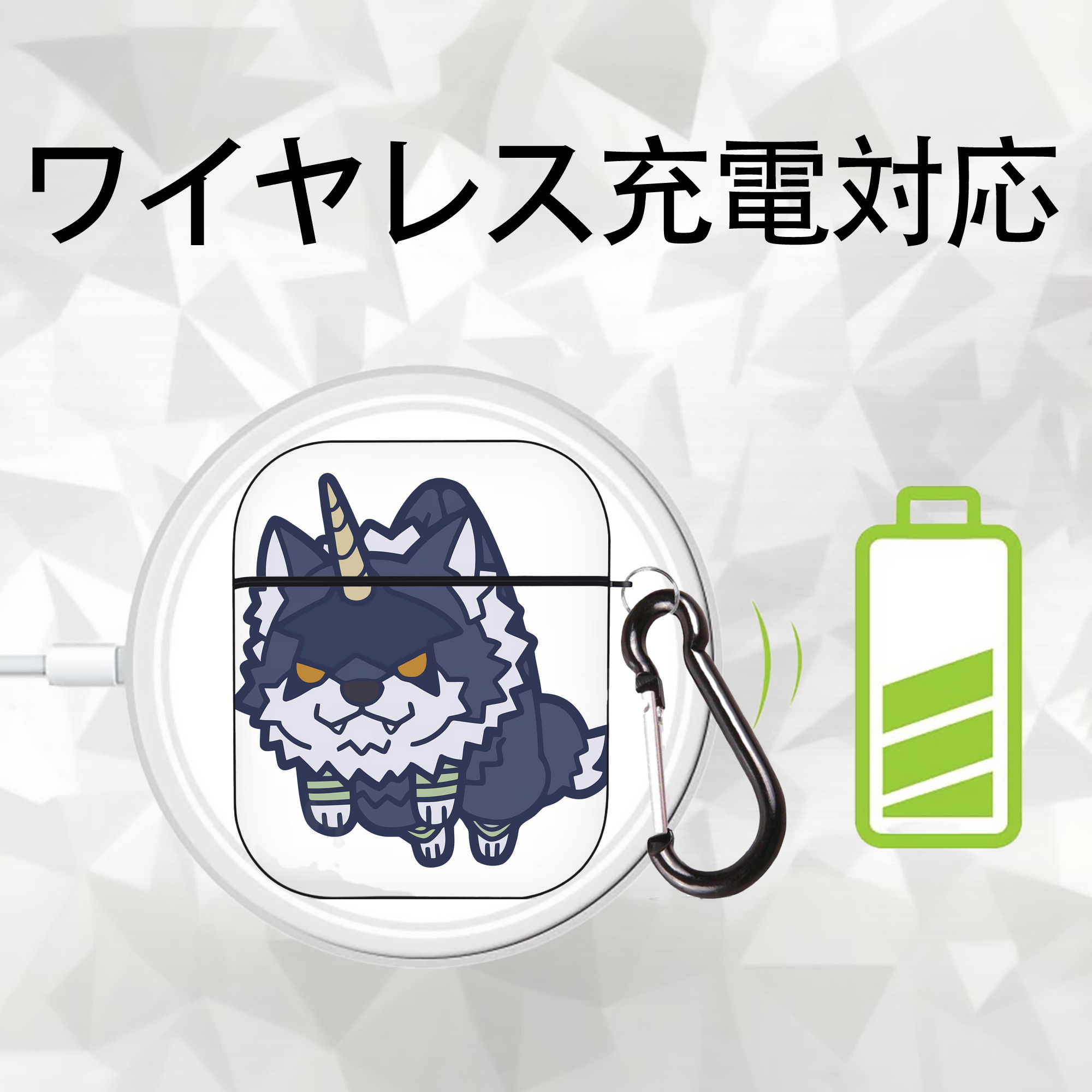 転スラ Regarding Reincarnated to Slime AirPods 第2世代保護ケース ハードシェル ブラック 耐衝撃・防指紋・カラビナ付き