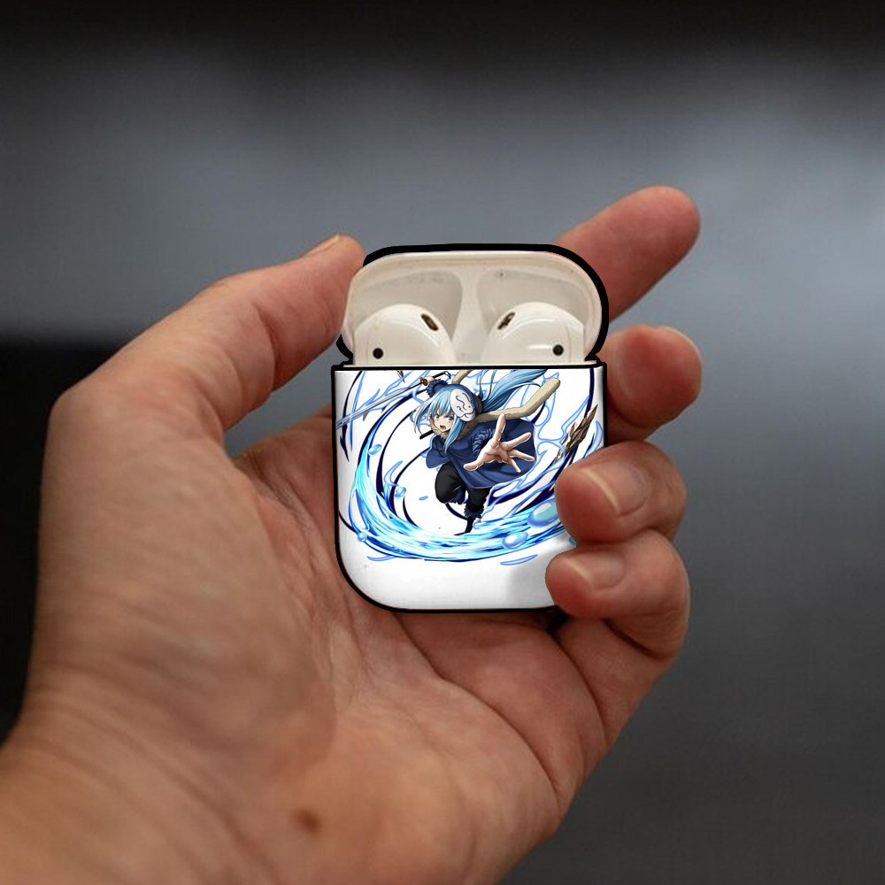 転スラ Regarding Reincarnated to Slime AirPods 第2世代保護ケース ハードシェル ブラック 耐衝撃・防指紋・カラビナ付き