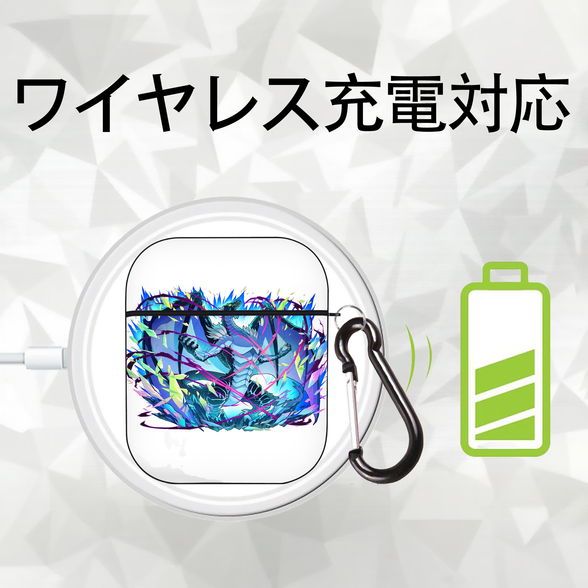 転スラ Regarding Reincarnated to Slime AirPods 第2世代保護ケース ハードシェル ブラック 耐衝撃・防指紋・カラビナ付き
