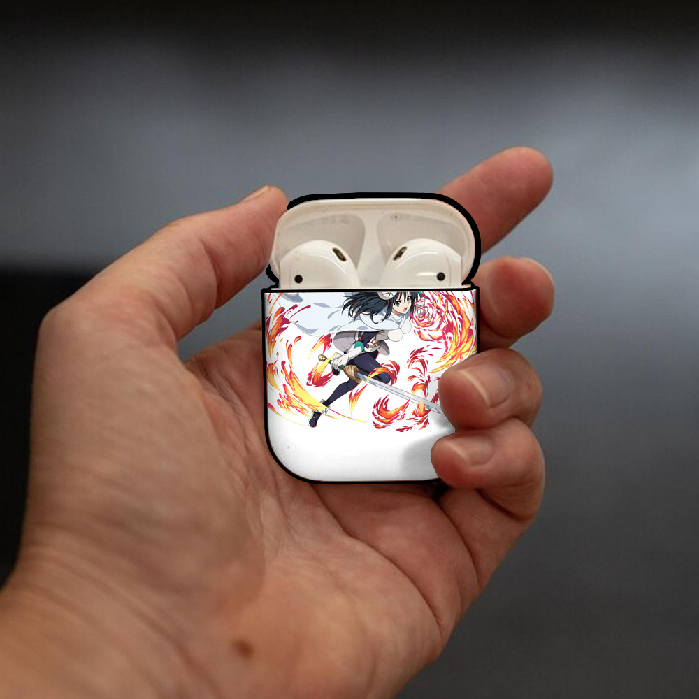 転スラ Regarding Reincarnated to Slime AirPods 第2世代保護ケース ハードシェル ブラック 耐衝撃・防指紋・カラビナ付き