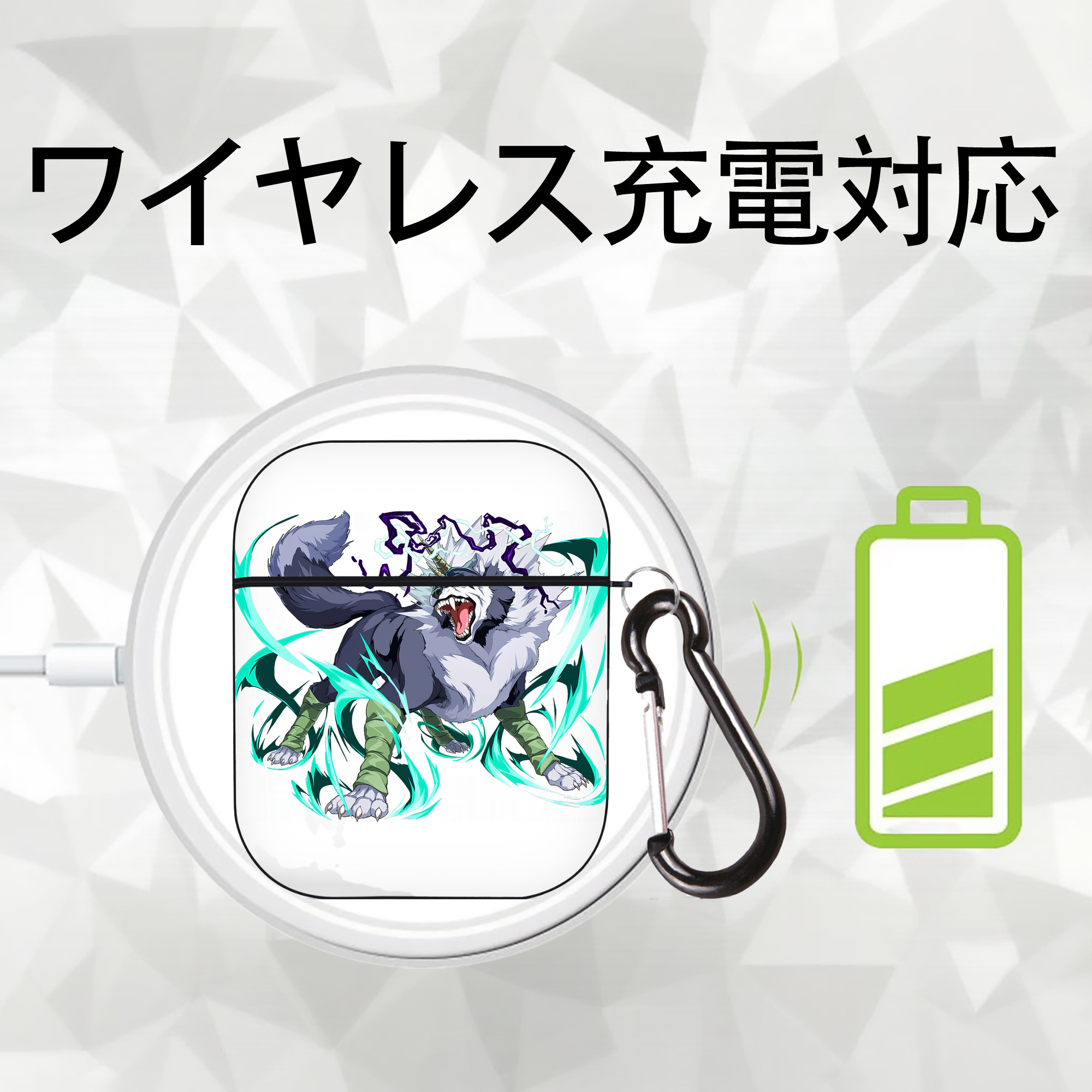 転スラ Regarding Reincarnated to Slime AirPods 第2世代保護ケース ハードシェル ブラック 耐衝撃・防指紋・カラビナ付き