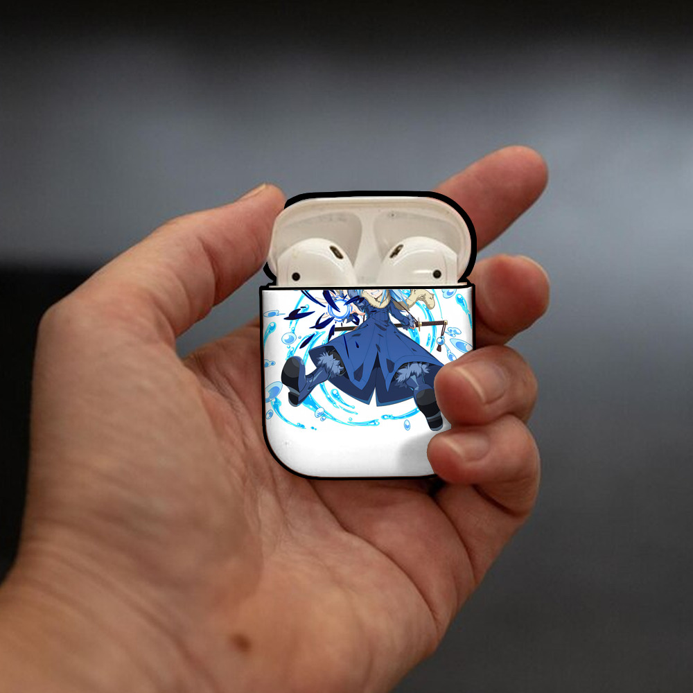 転スラ Regarding Reincarnated to Slime AirPods 第2世代保護ケース ハードシェル ブラック 耐衝撃・防指紋・カラビナ付き