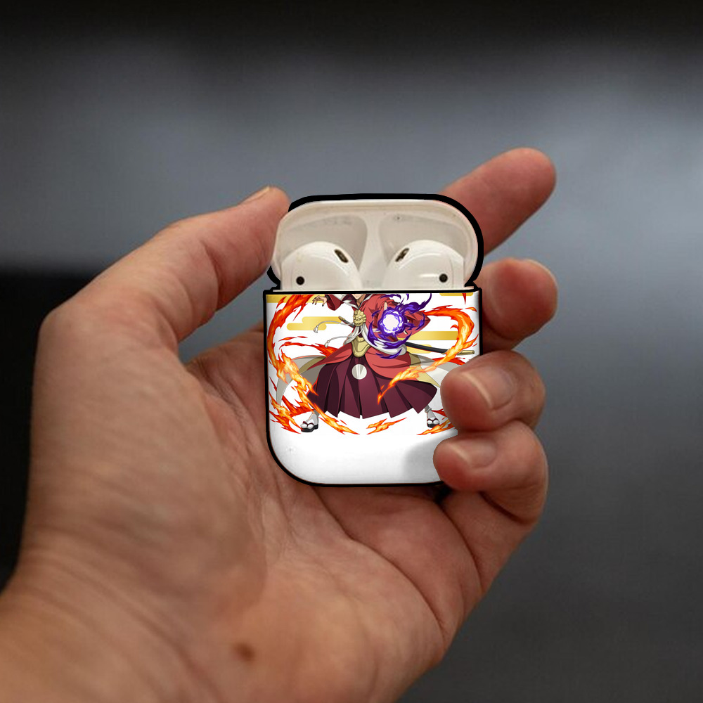 転スラ Regarding Reincarnated to Slime AirPods 第2世代保護ケース ハードシェル ブラック 耐衝撃・防指紋・カラビナ付き