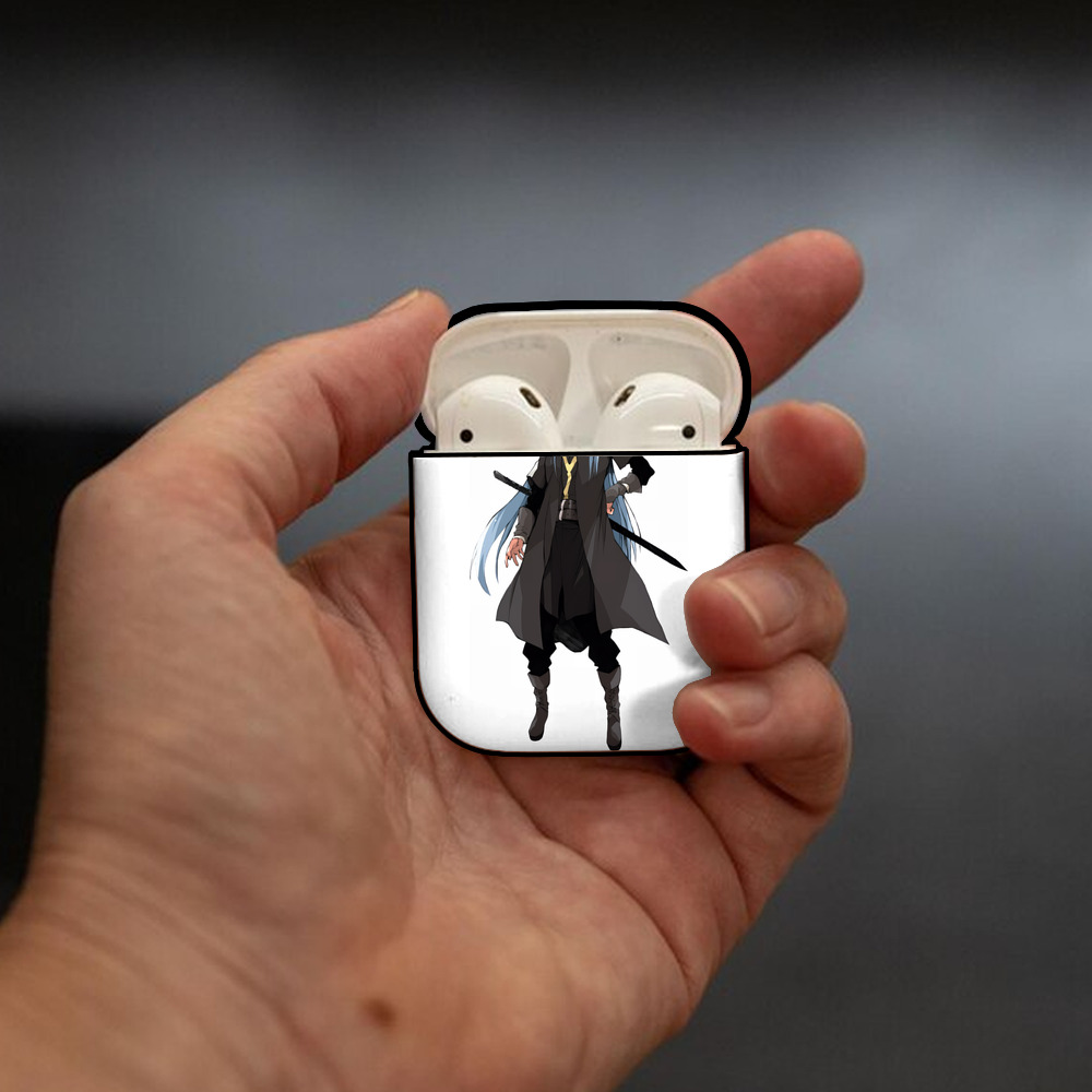 転スラ Regarding Reincarnated to Slime AirPods 第2世代保護ケース ハードシェル ブラック 耐衝撃・防指紋・カラビナ付き