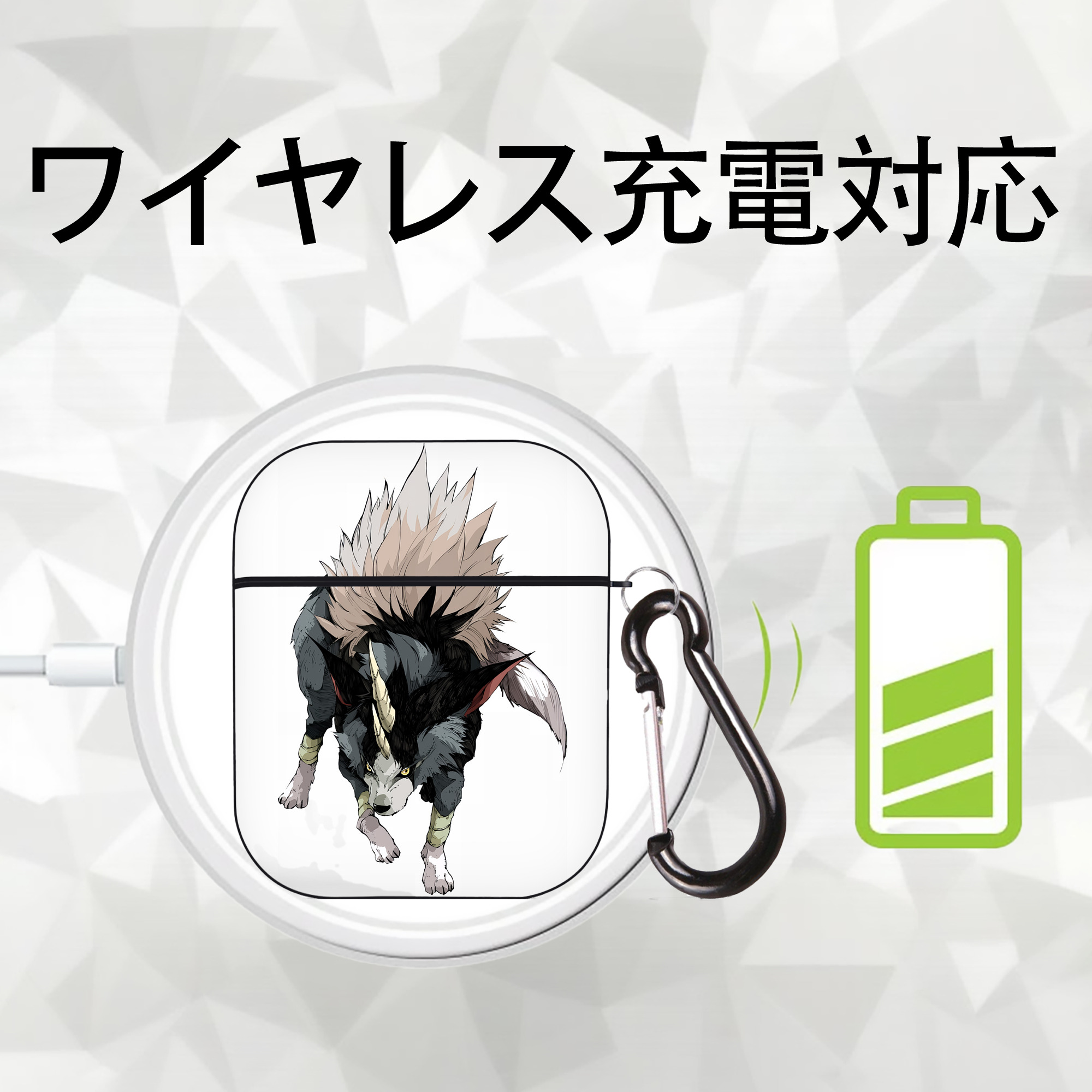 転スラ Regarding Reincarnated to Slime AirPods 第2世代保護ケース ハードシェル ブラック 耐衝撃・防指紋・カラビナ付き