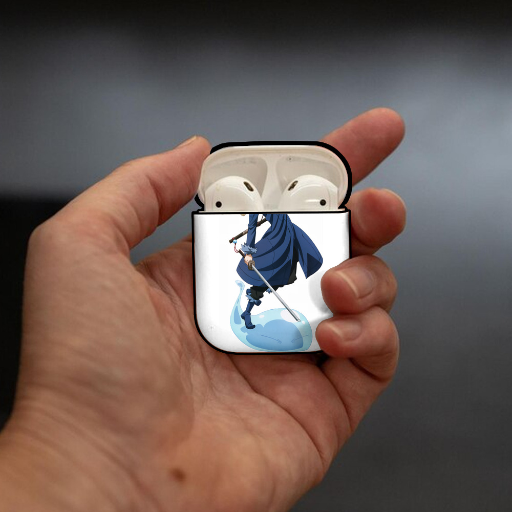 転スラ Regarding Reincarnated to Slime AirPods 第2世代保護ケース ハードシェル ブラック 耐衝撃・防指紋・カラビナ付き