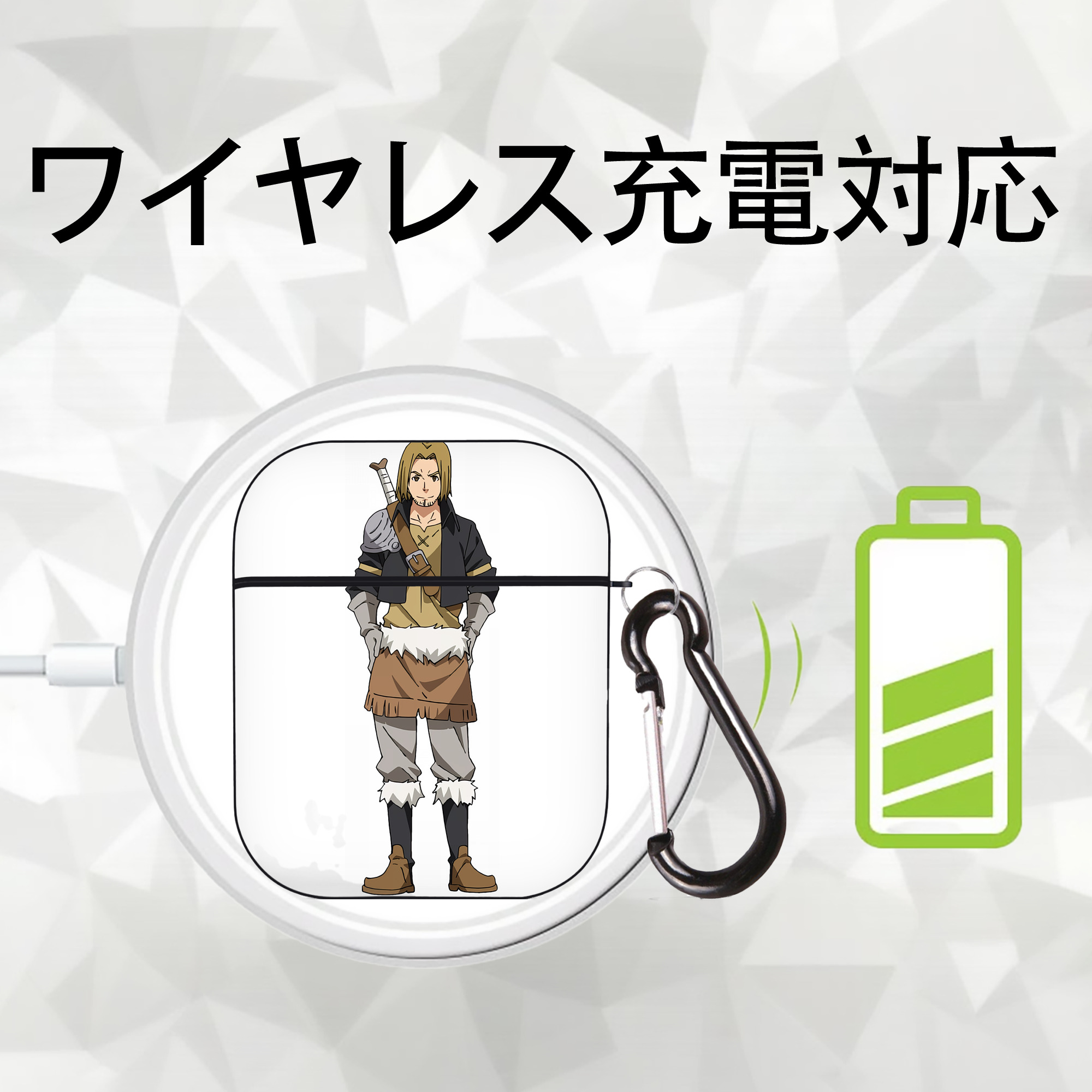 転スラ Regarding Reincarnated to Slime AirPods 第2世代保護ケース ハードシェル ブラック 耐衝撃・防指紋・カラビナ付き