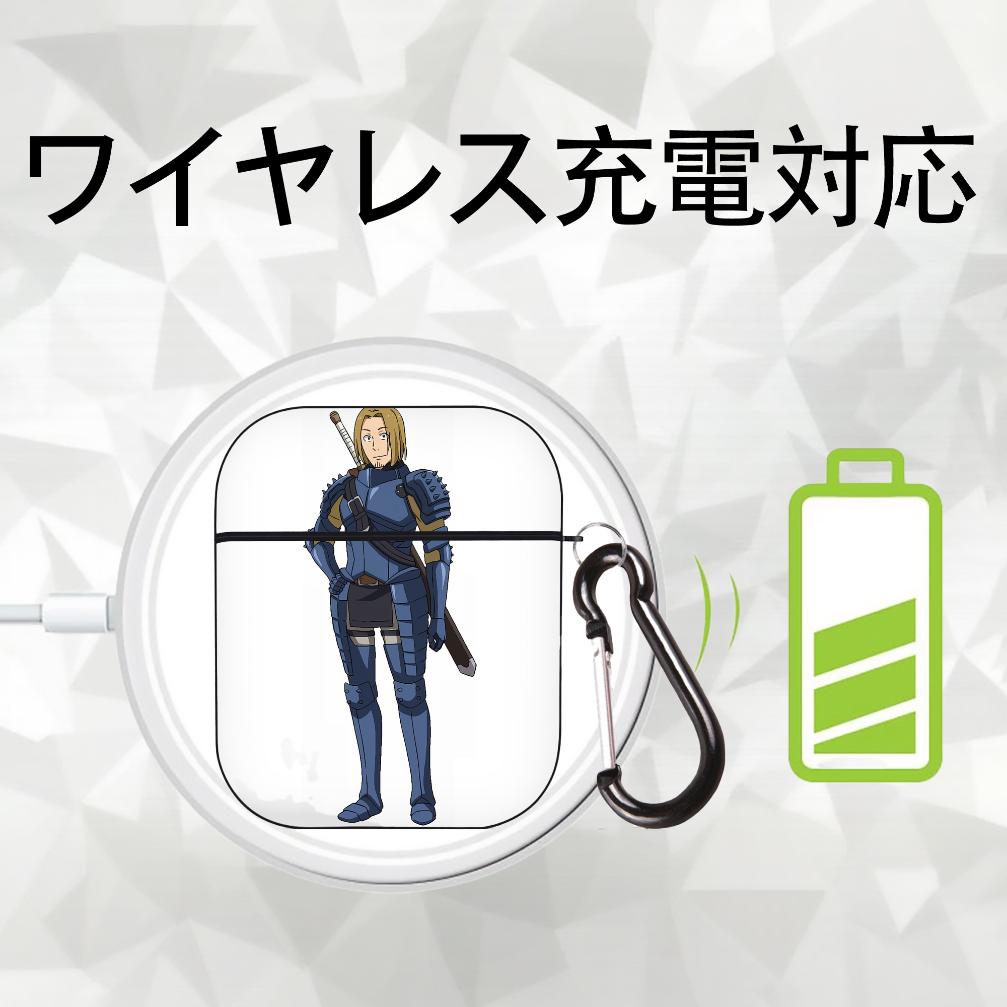 転スラ Regarding Reincarnated to Slime AirPods 第2世代保護ケース ハードシェル ブラック 耐衝撃・防指紋・カラビナ付き