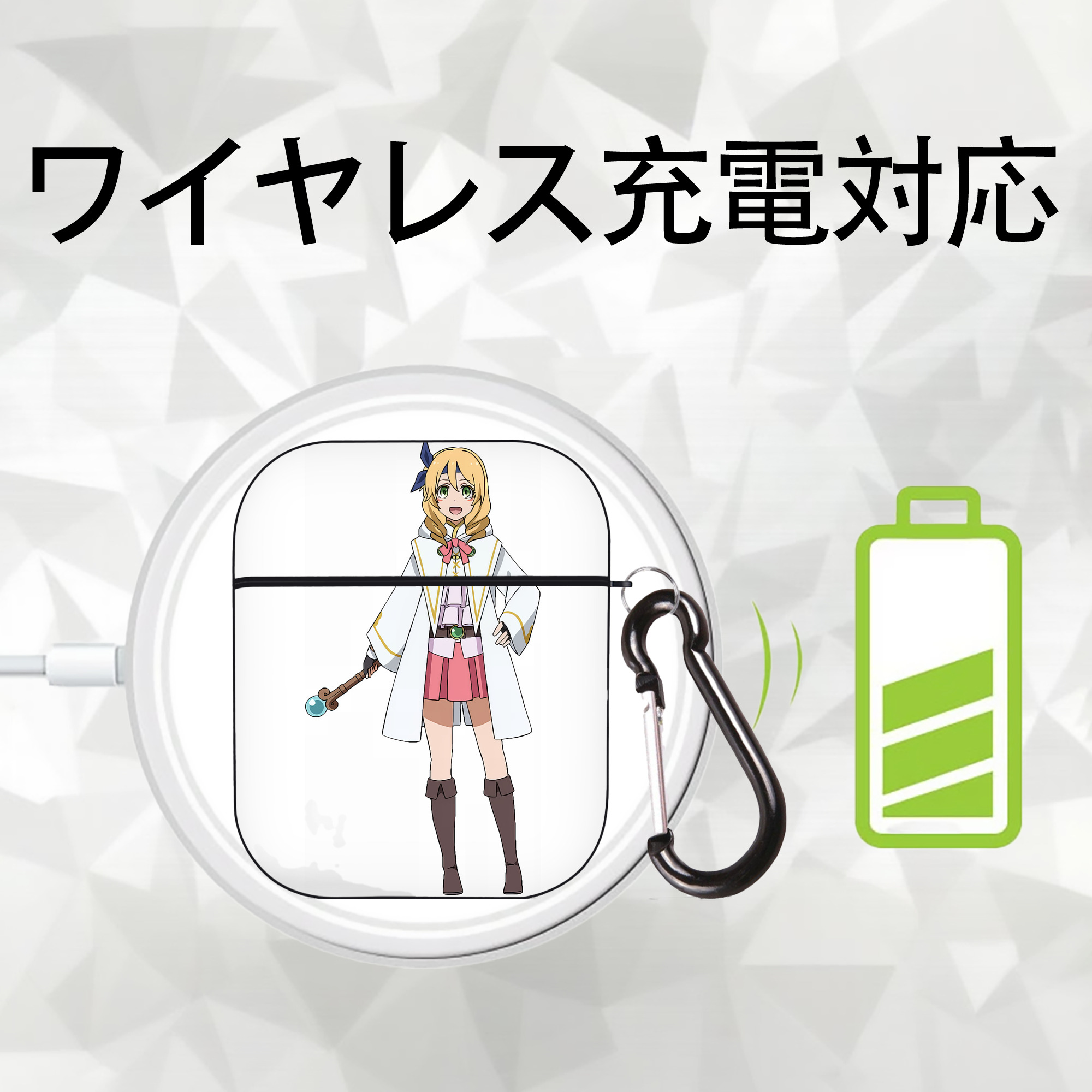 転スラ Regarding Reincarnated to Slime AirPods 第2世代保護ケース ハードシェル ブラック 耐衝撃・防指紋・カラビナ付き