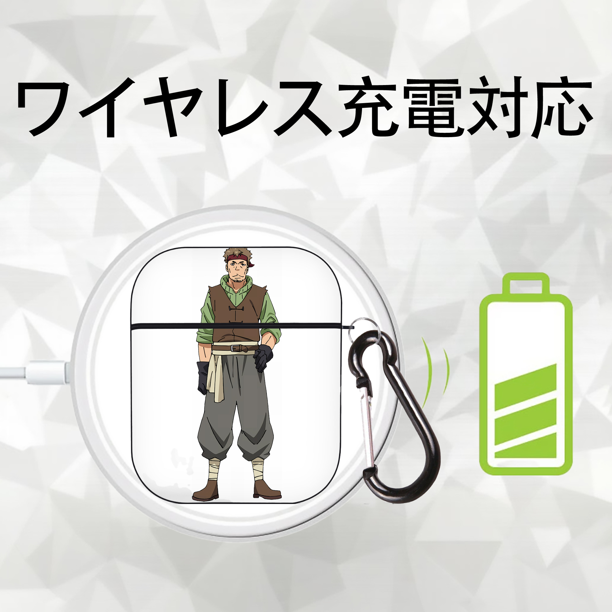 転スラ Regarding Reincarnated to Slime AirPods 第2世代保護ケース ハードシェル ブラック 耐衝撃・防指紋・カラビナ付き