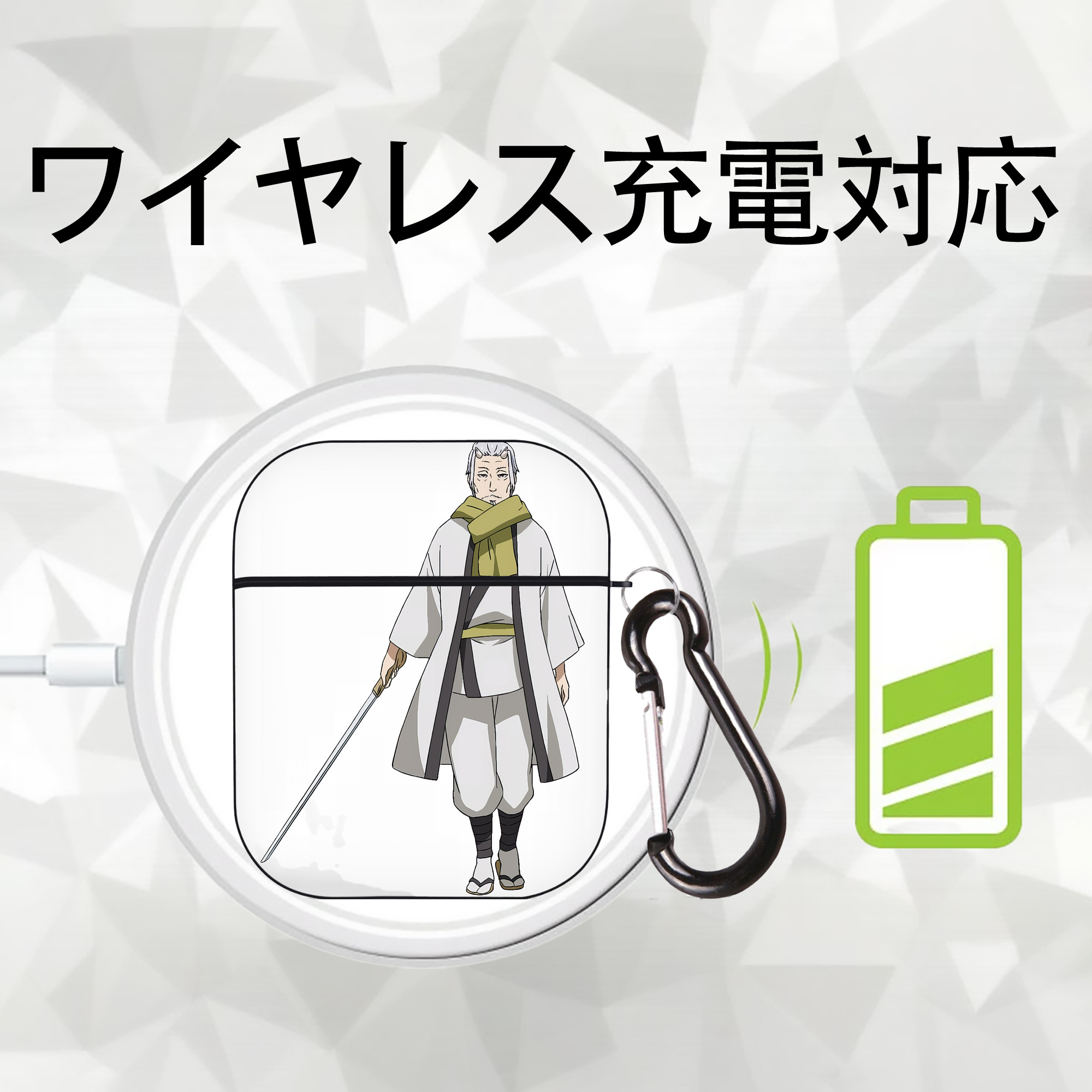 転スラ Regarding Reincarnated to Slime AirPods 第2世代保護ケース ハードシェル ブラック 耐衝撃・防指紋・カラビナ付き