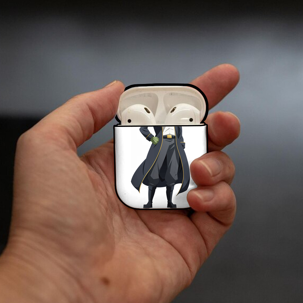 転スラ Regarding Reincarnated to Slime AirPods 第2世代保護ケース ハードシェル ブラック 耐衝撃・防指紋・カラビナ付き