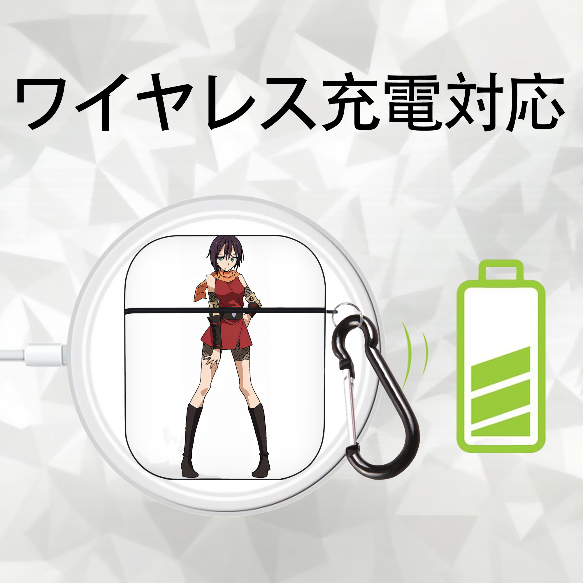 転スラ Regarding Reincarnated to Slime AirPods 第2世代保護ケース ハードシェル ブラック 耐衝撃・防指紋・カラビナ付き
