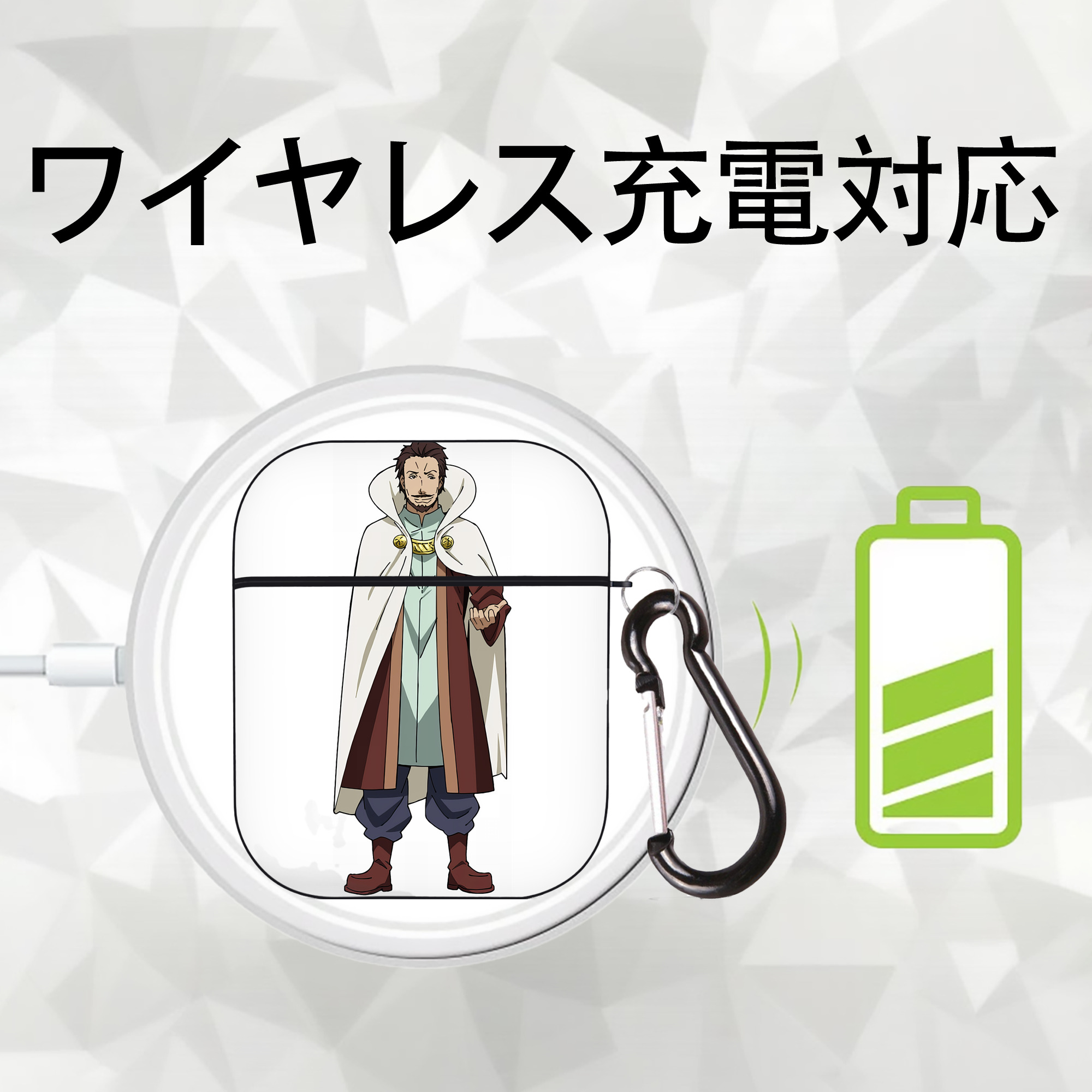 転スラ Regarding Reincarnated to Slime AirPods 第2世代保護ケース ハードシェル ブラック 耐衝撃・防指紋・カラビナ付き