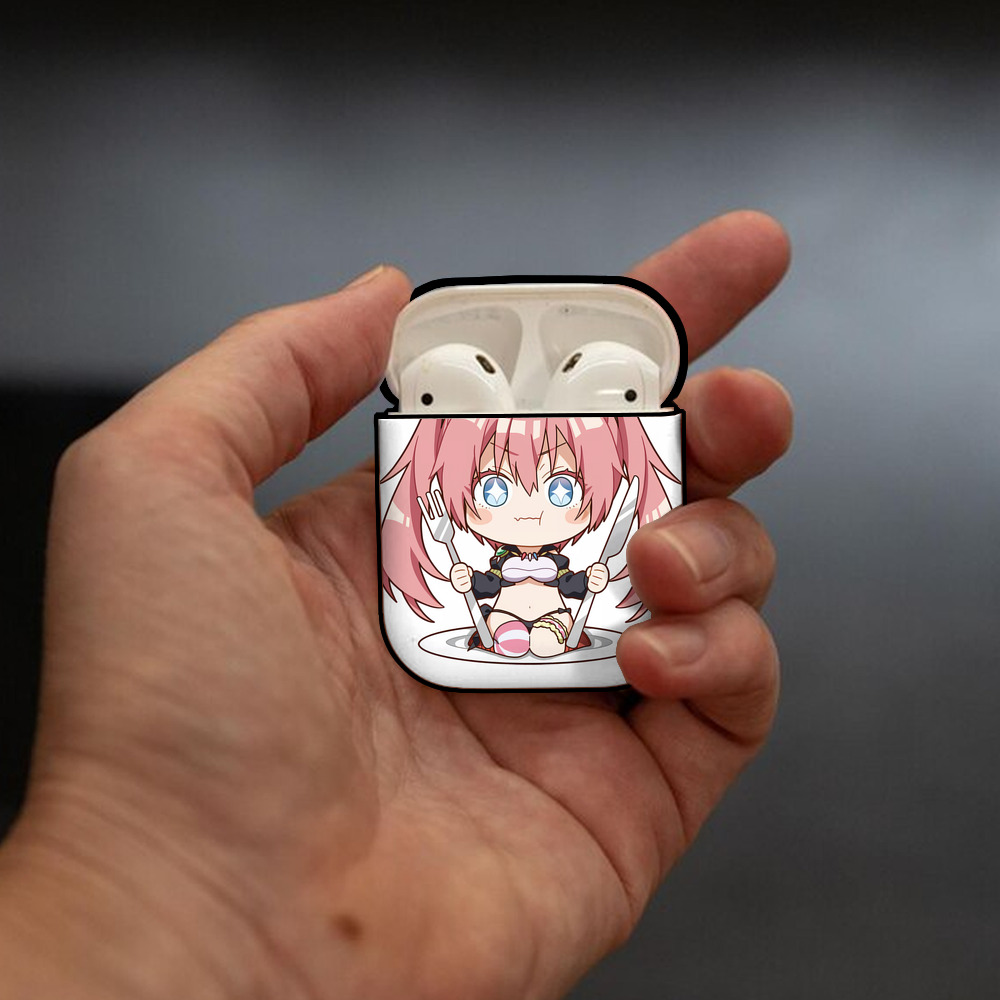 転スラ Regarding Reincarnated to Slime AirPods 第2世代保護ケース ハードシェル ブラック 耐衝撃・防指紋・カラビナ付き