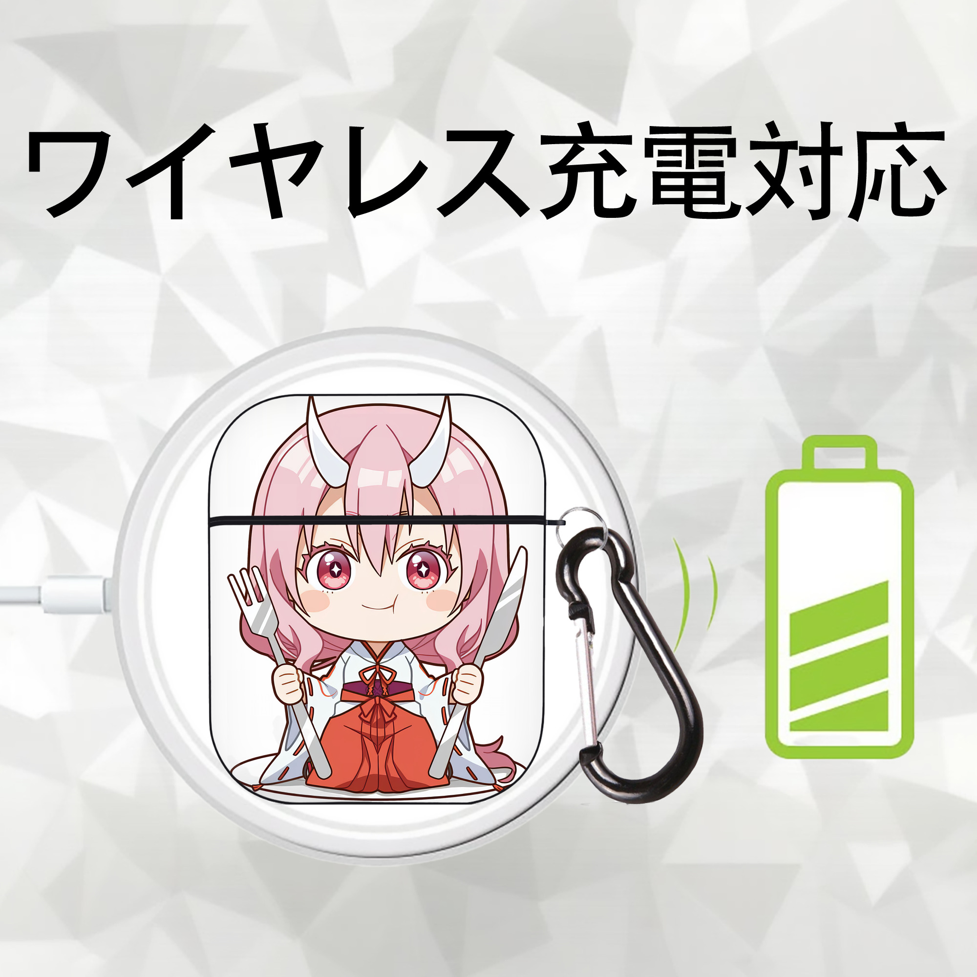 転スラ Regarding Reincarnated to Slime AirPods 第2世代保護ケース ハードシェル ブラック 耐衝撃・防指紋・カラビナ付き