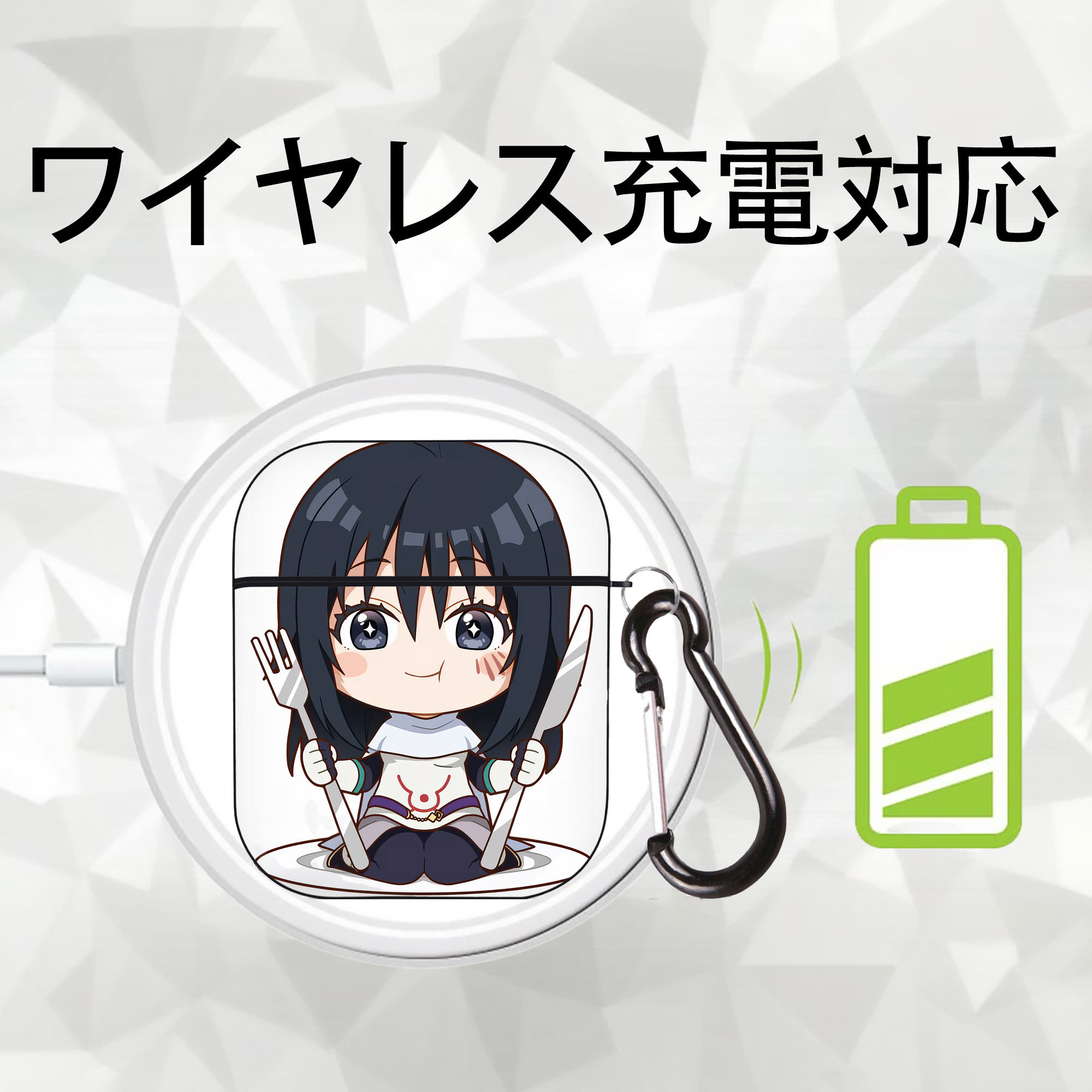 転スラ Regarding Reincarnated to Slime AirPods 第2世代保護ケース ハードシェル ブラック 耐衝撃・防指紋・カラビナ付き