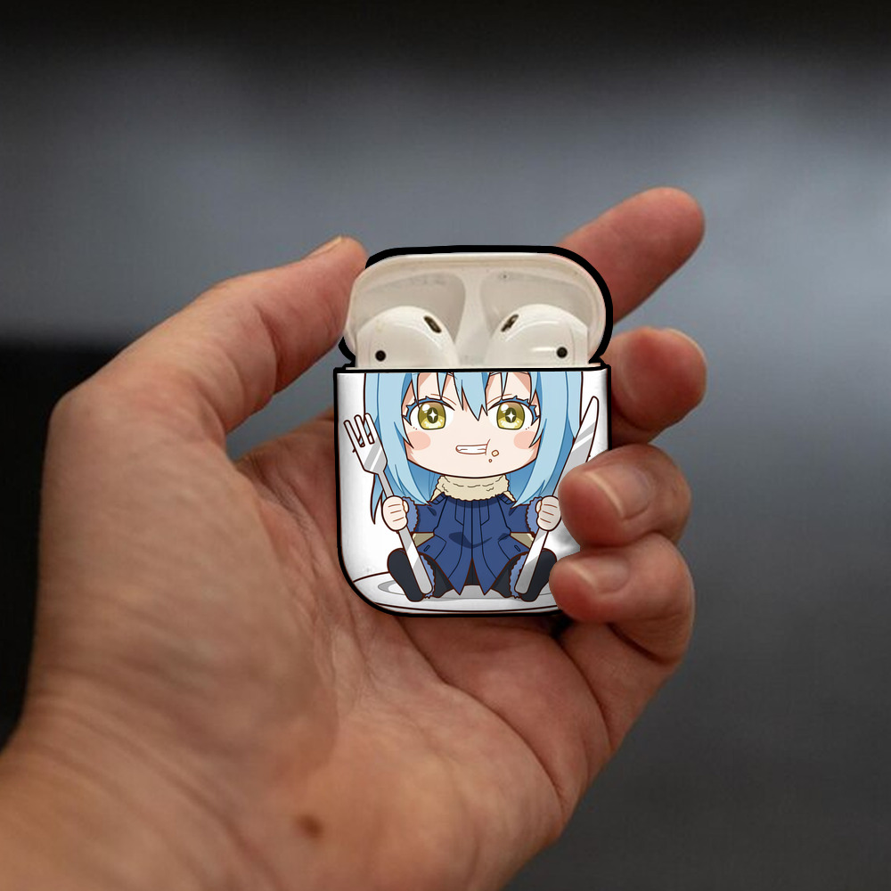 転スラ Regarding Reincarnated to Slime AirPods 第2世代保護ケース ハードシェル ブラック 耐衝撃・防指紋・カラビナ付き