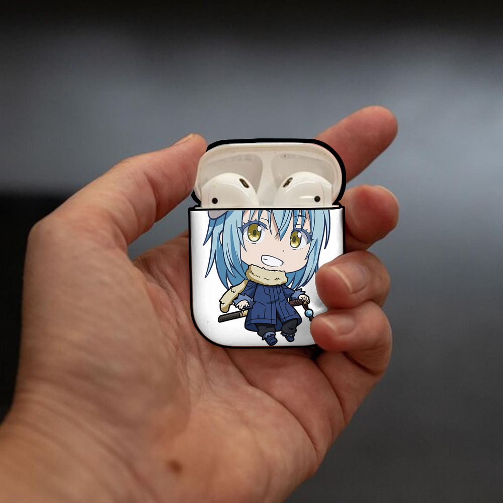 転スラ Regarding Reincarnated to Slime AirPods 第2世代保護ケース ハードシェル ブラック 耐衝撃・防指紋・カラビナ付き