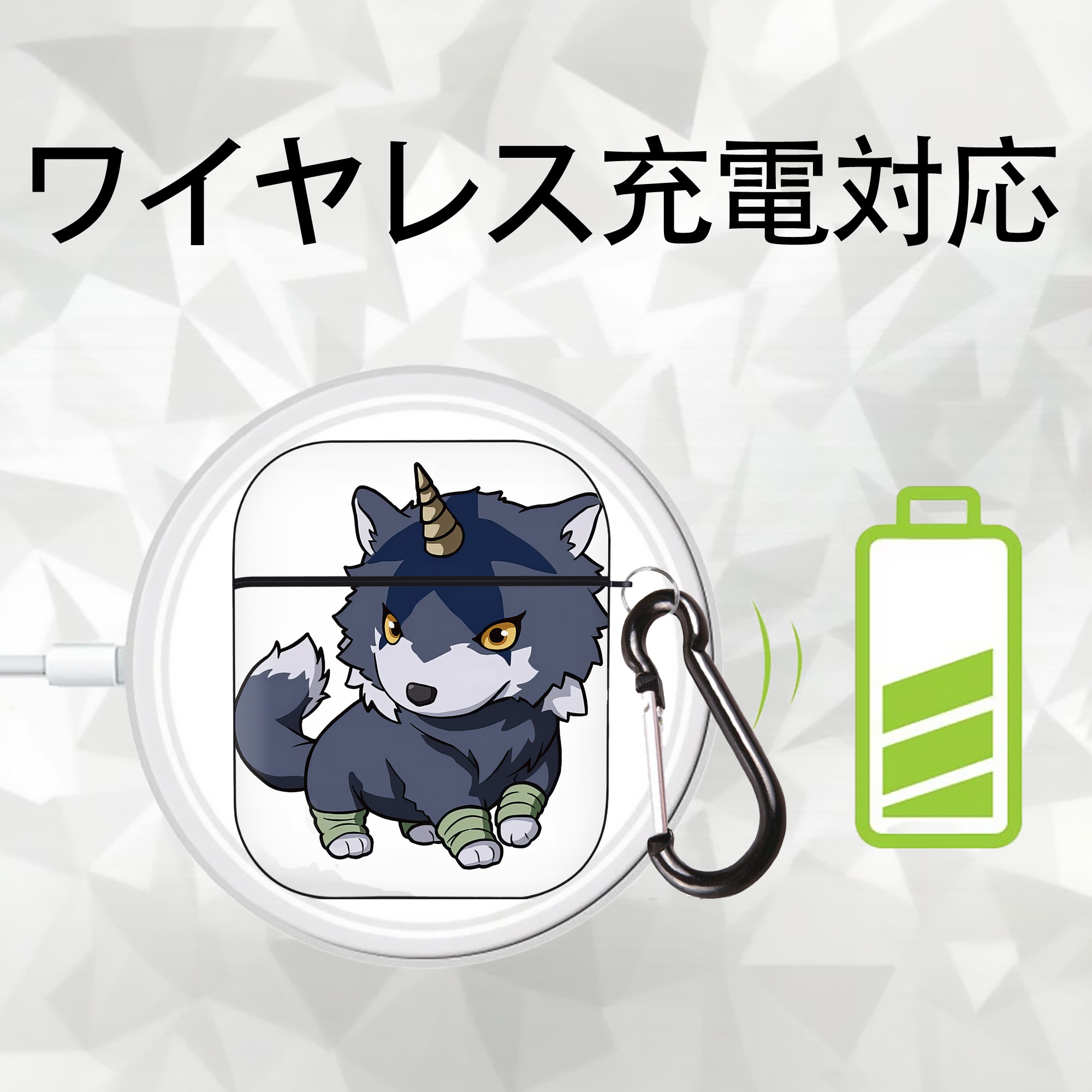 転スラ Regarding Reincarnated to Slime AirPods 第2世代保護ケース ハードシェル ブラック 耐衝撃・防指紋・カラビナ付き
