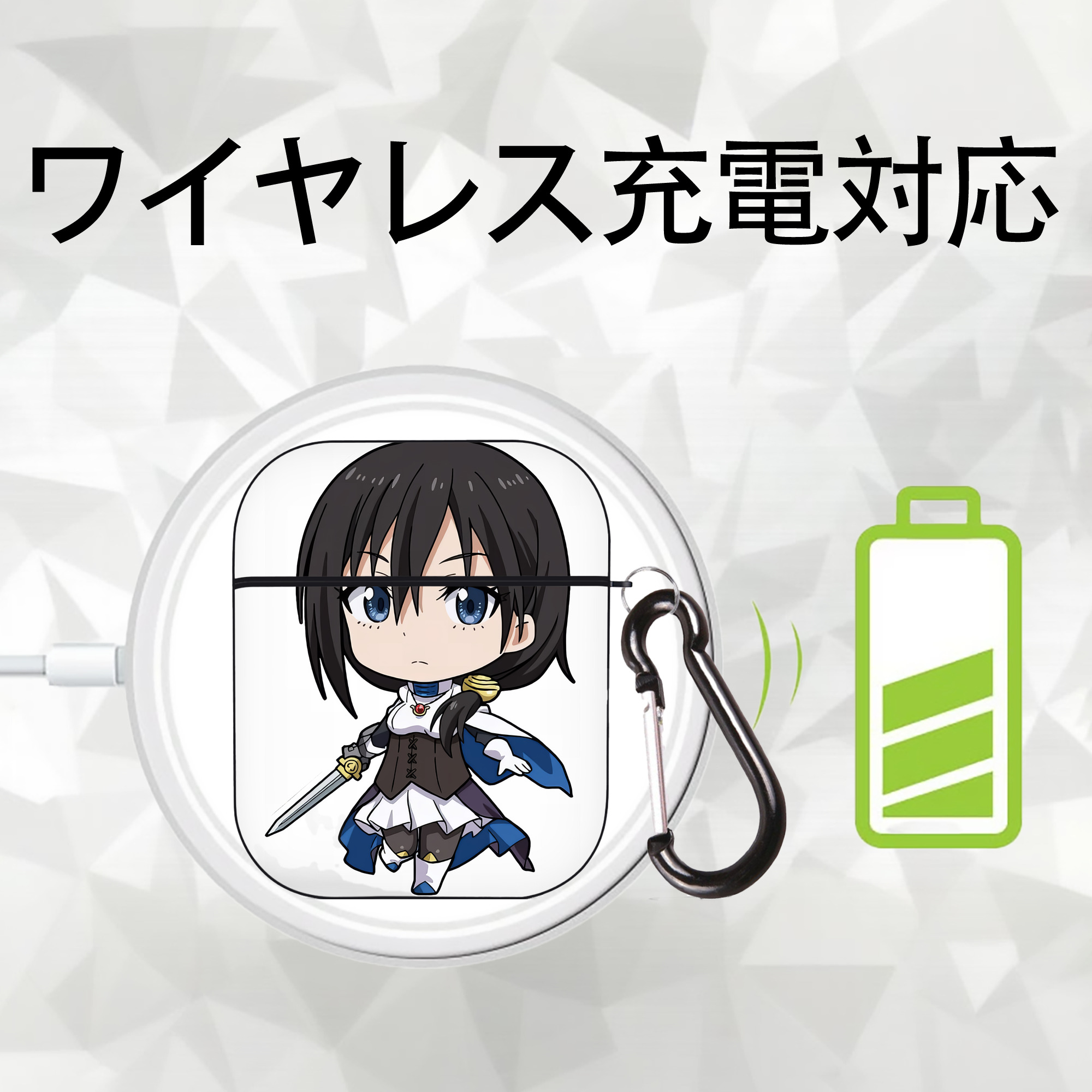 転スラ Regarding Reincarnated to Slime AirPods 第2世代保護ケース ハードシェル ブラック 耐衝撃・防指紋・カラビナ付き