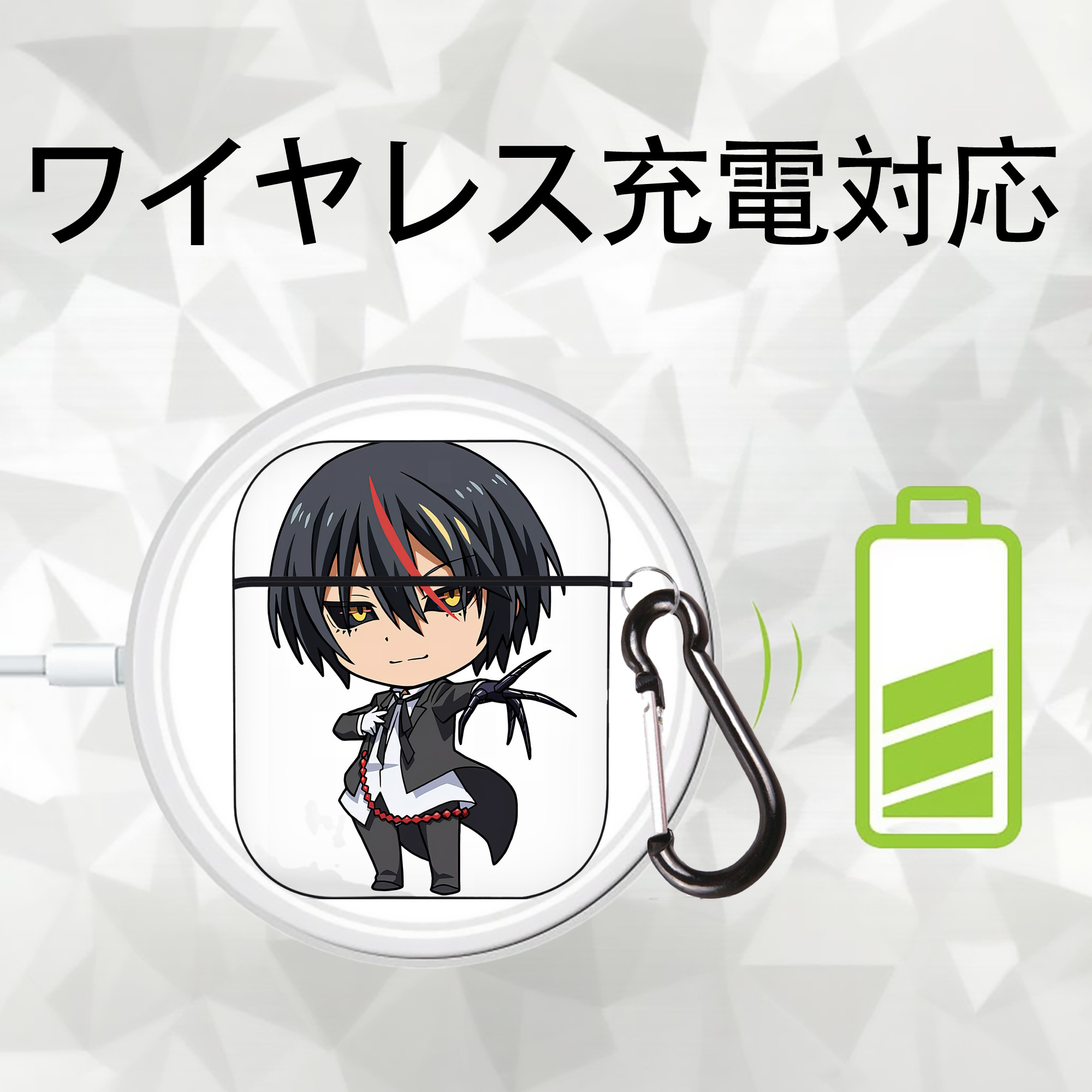 転スラ Regarding Reincarnated to Slime AirPods 第2世代保護ケース ハードシェル ブラック 耐衝撃・防指紋・カラビナ付き
