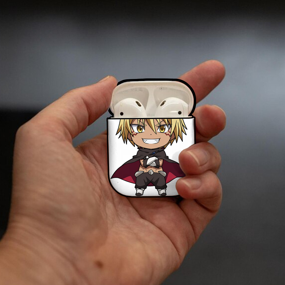 転スラ Regarding Reincarnated to Slime AirPods 第2世代保護ケース ハードシェル ブラック 耐衝撃・防指紋・カラビナ付き