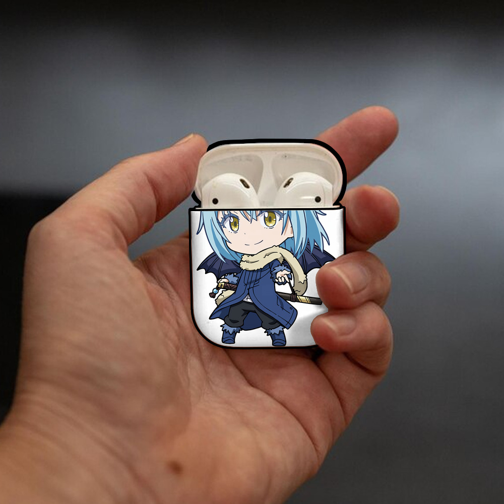 転スラ Regarding Reincarnated to Slime AirPods 第2世代保護ケース ハードシェル ブラック 耐衝撃・防指紋・カラビナ付き