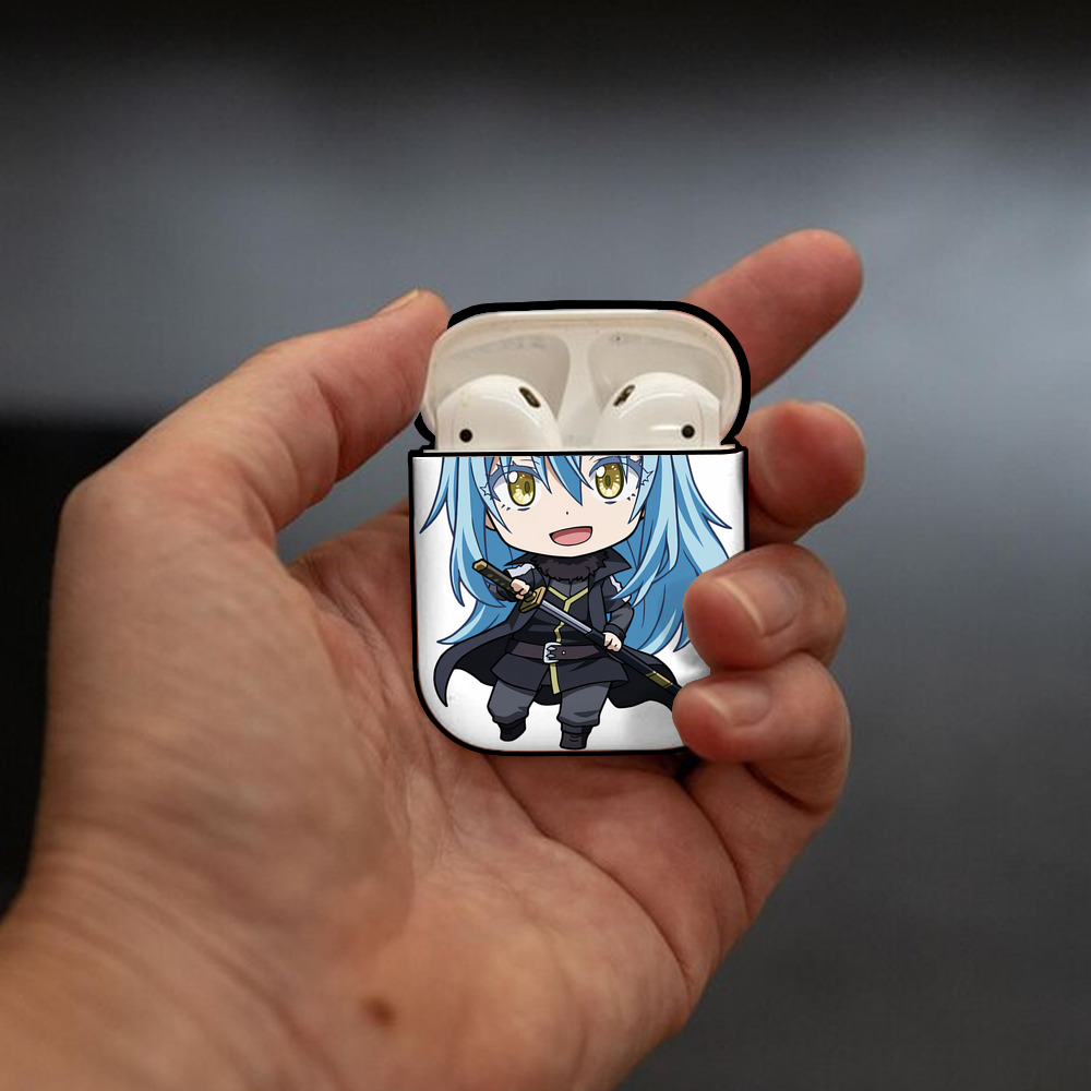 転スラ Regarding Reincarnated to Slime AirPods 第2世代保護ケース ハードシェル ブラック 耐衝撃・防指紋・カラビナ付き