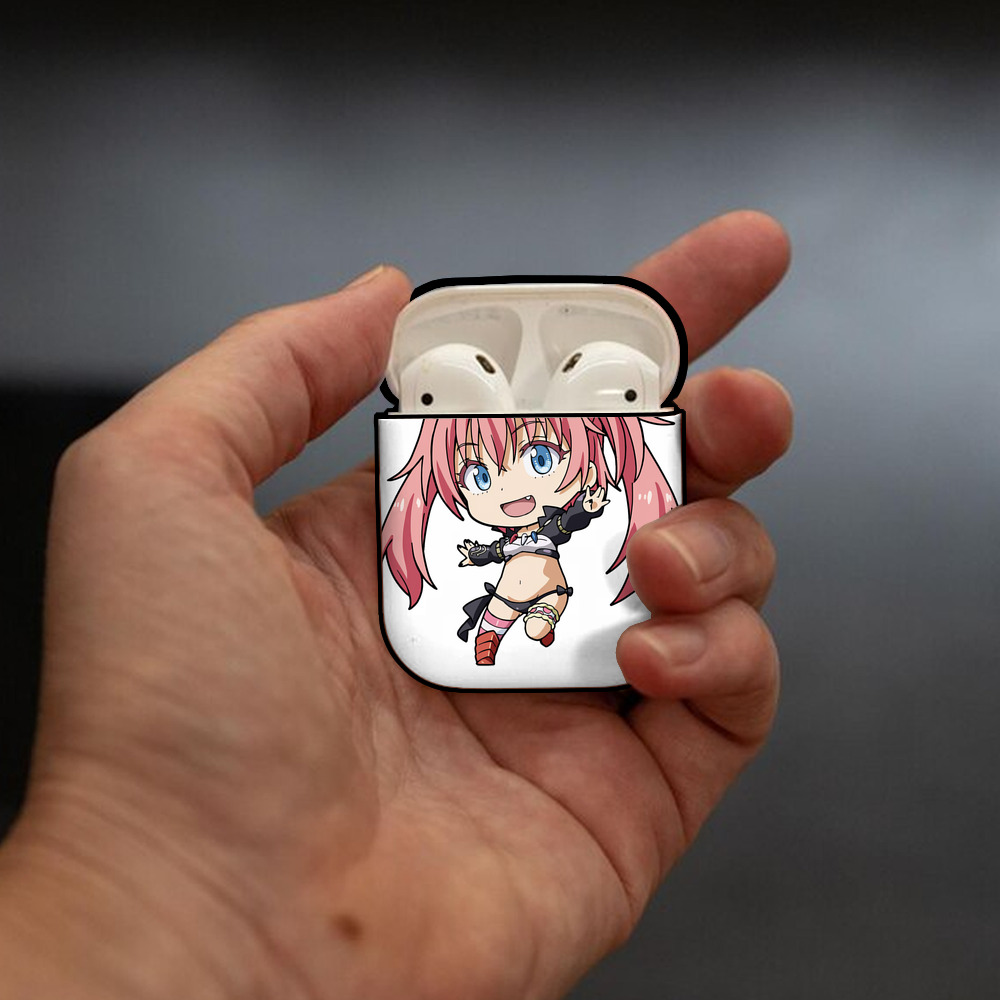 転スラ Regarding Reincarnated to Slime AirPods 第2世代保護ケース ハードシェル ブラック 耐衝撃・防指紋・カラビナ付き