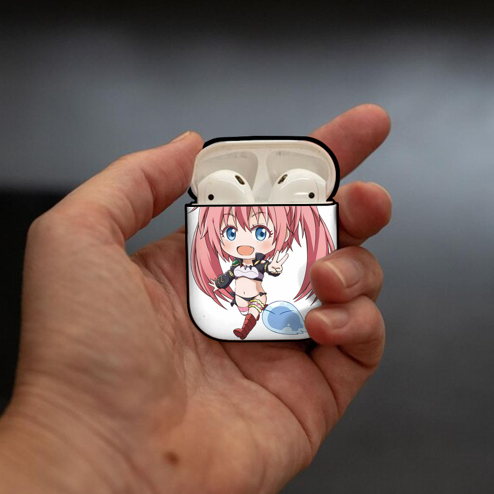 転スラ Regarding Reincarnated to Slime AirPods 第2世代保護ケース ハードシェル ブラック 耐衝撃・防指紋・カラビナ付き